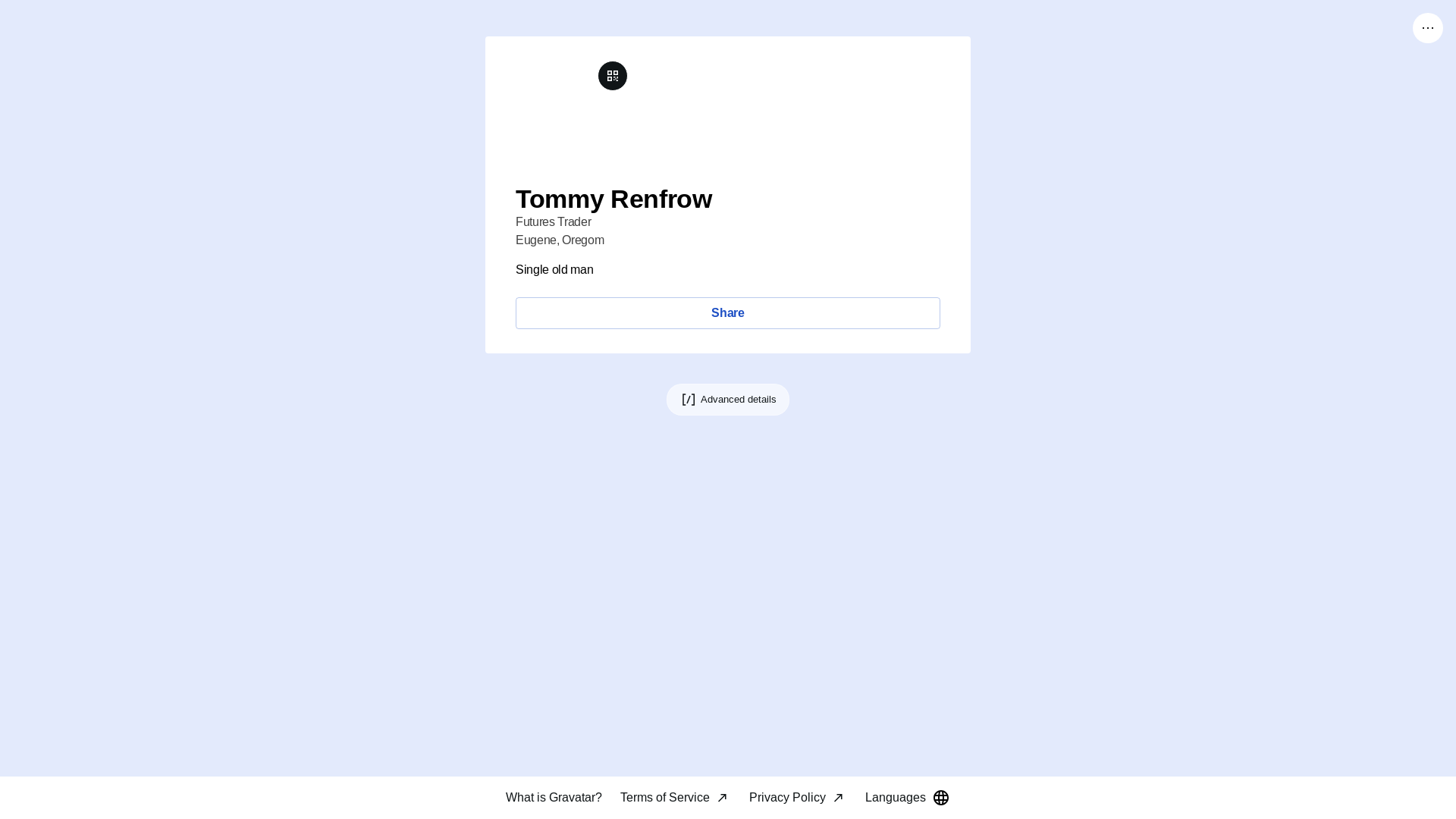 website screenshot of https://tommyrenfrow.link/