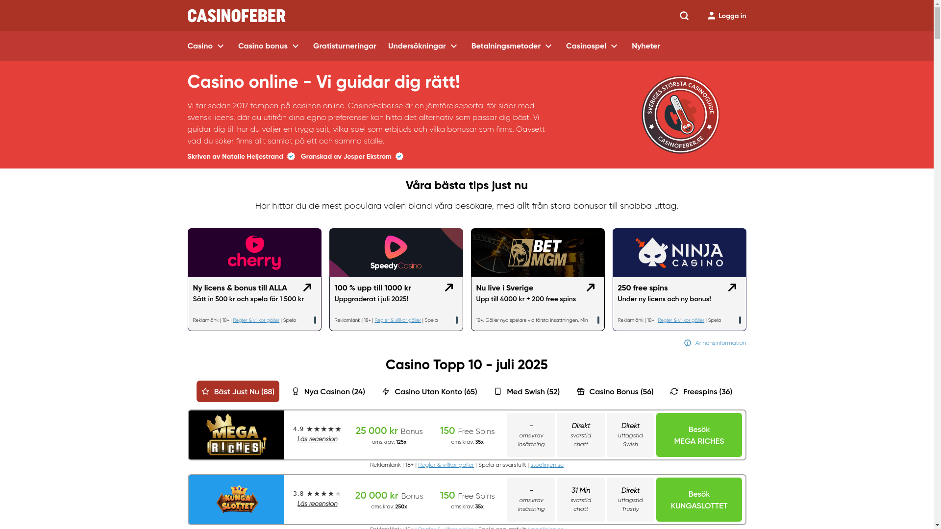 website screenshot of https://casino-feber.pages.dev/
