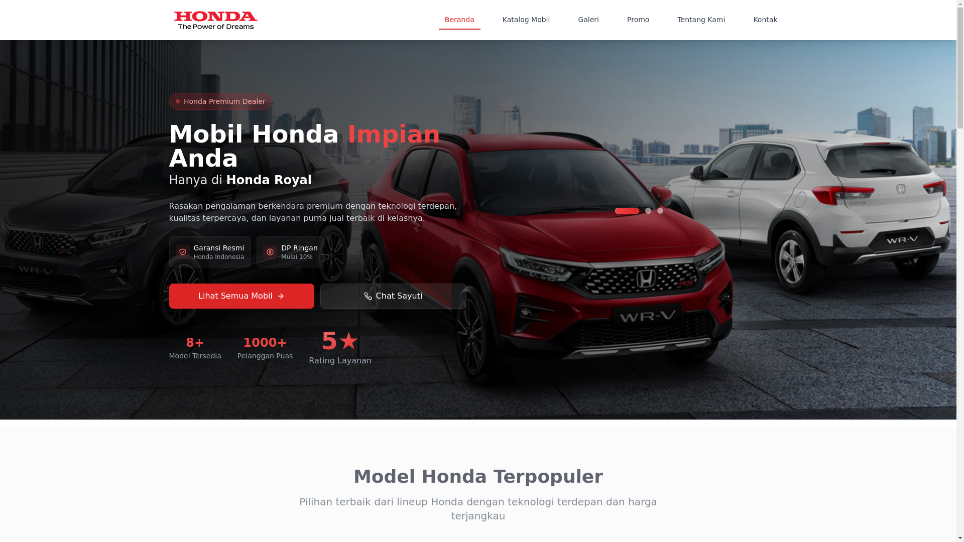 website screenshot of https://hondaroyal.pages.dev/