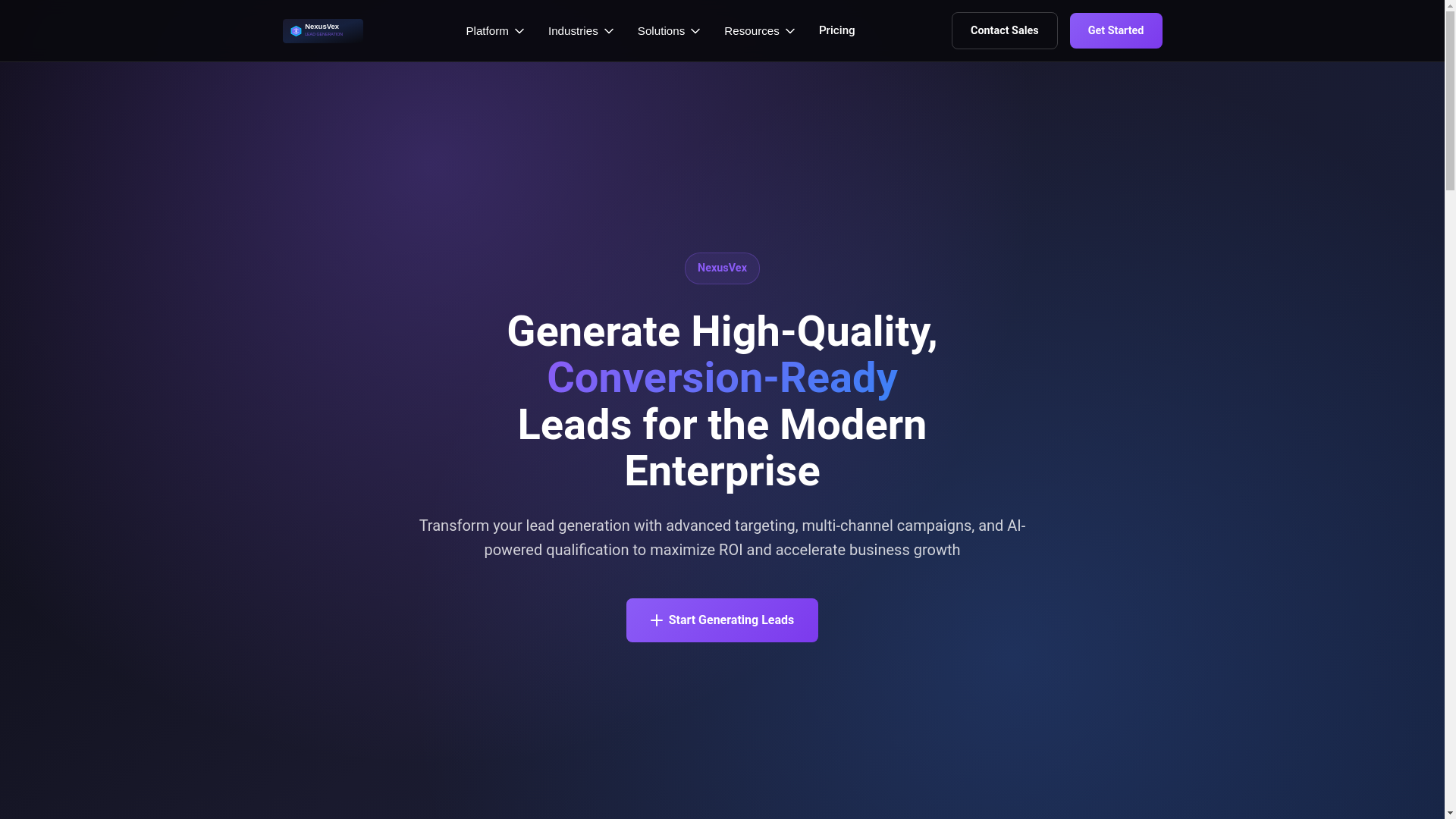 website screenshot of https://nexusvex.com/