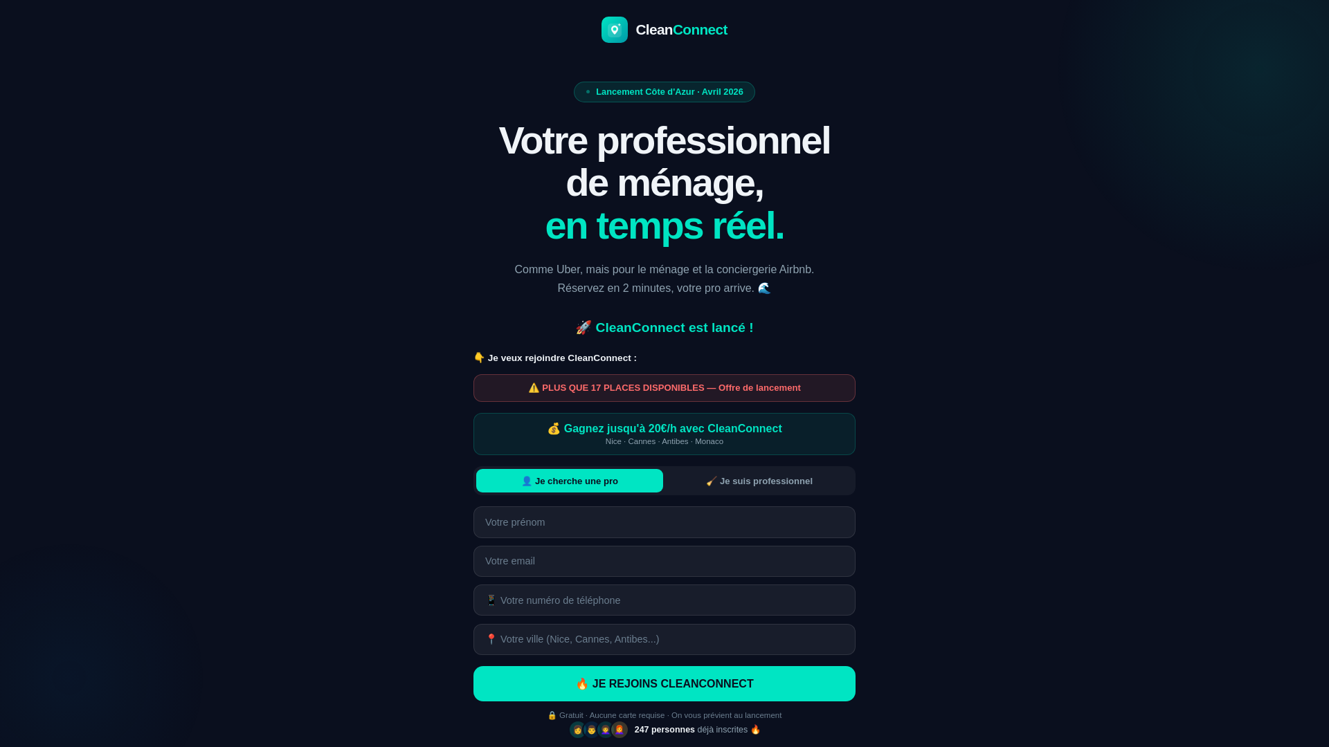 website screenshot of https://mycleanconnect.fr/