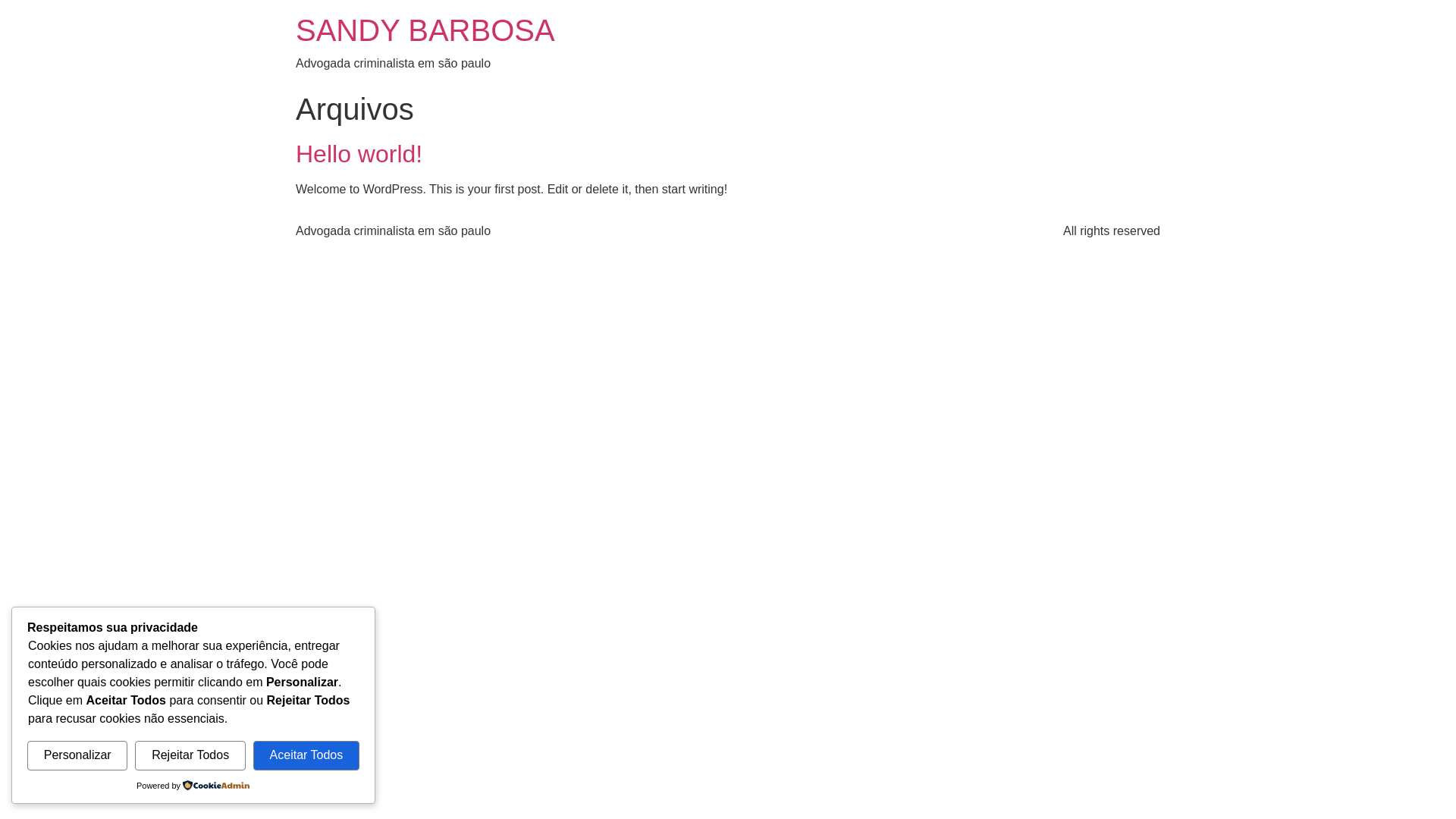 website screenshot of https://sandybarbosaadv.com.br/