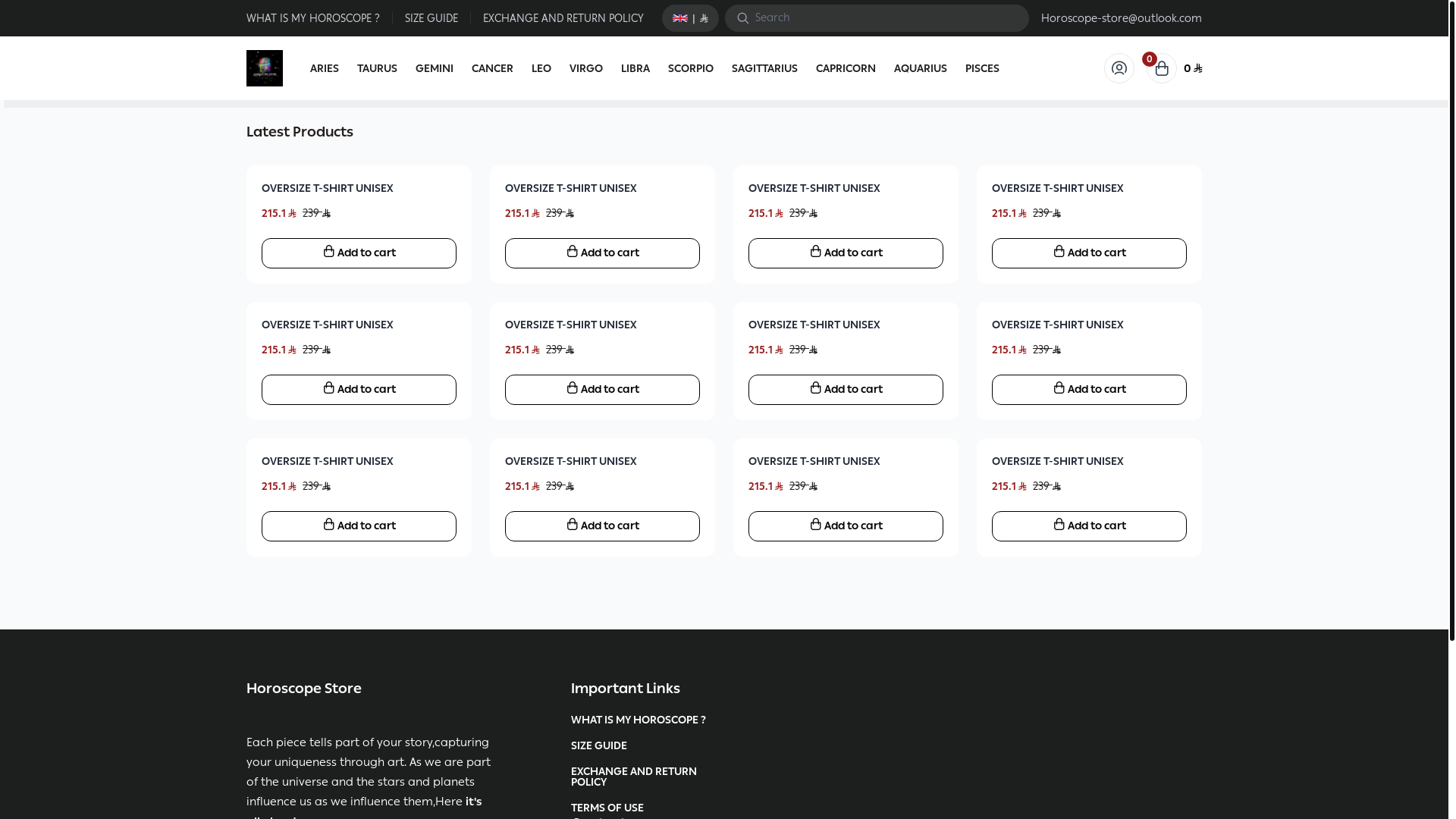 website screenshot of https://horoscopes-store.com/