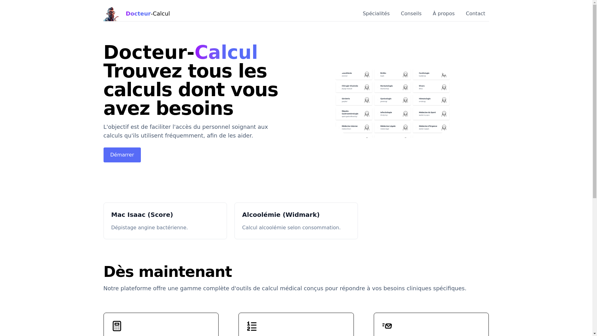 website screenshot of https://doctor-calcul.pages.dev/