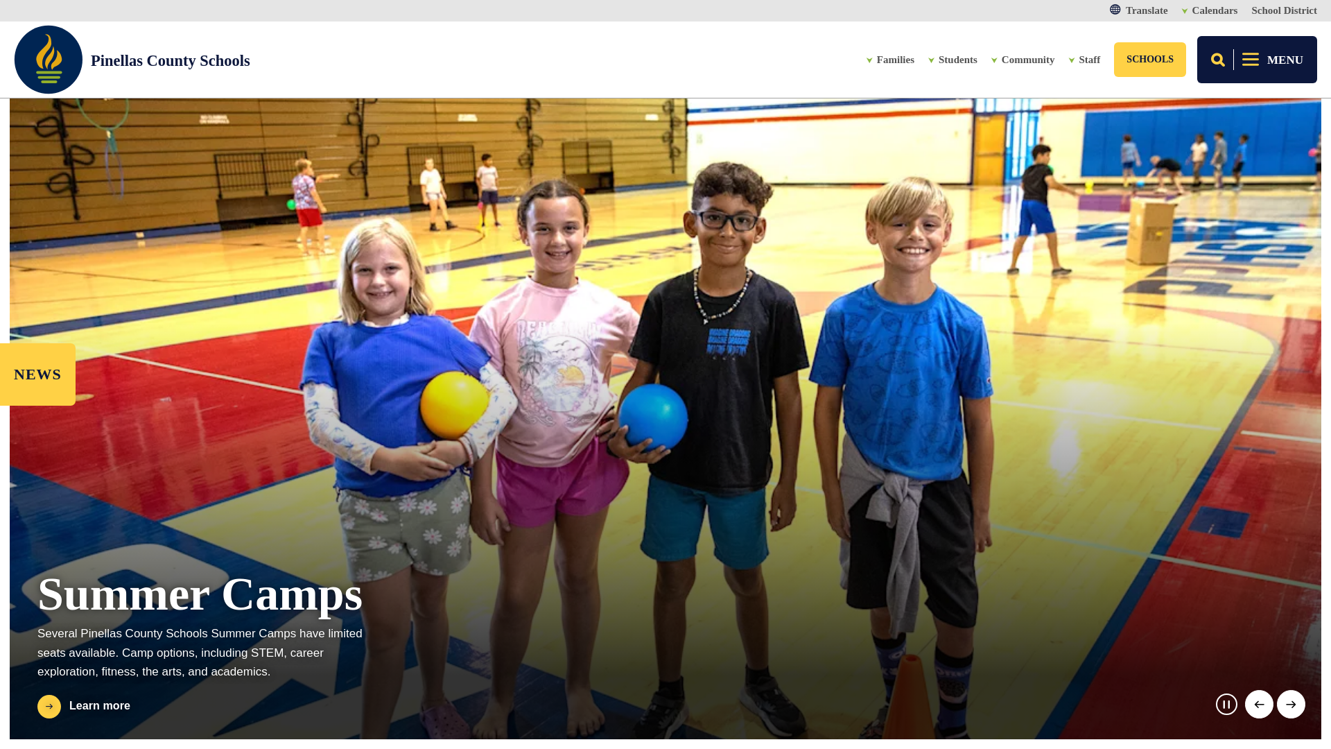 website screenshot of https://www.pcsb.org/