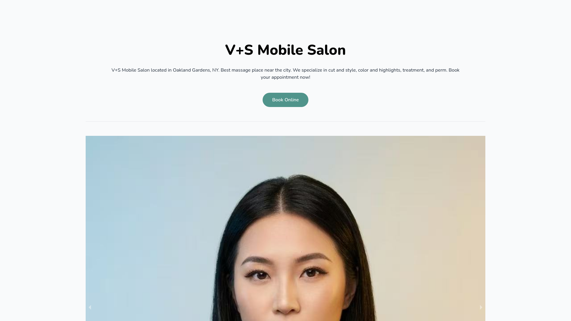 website screenshot of https://vsmobilesalon.com/