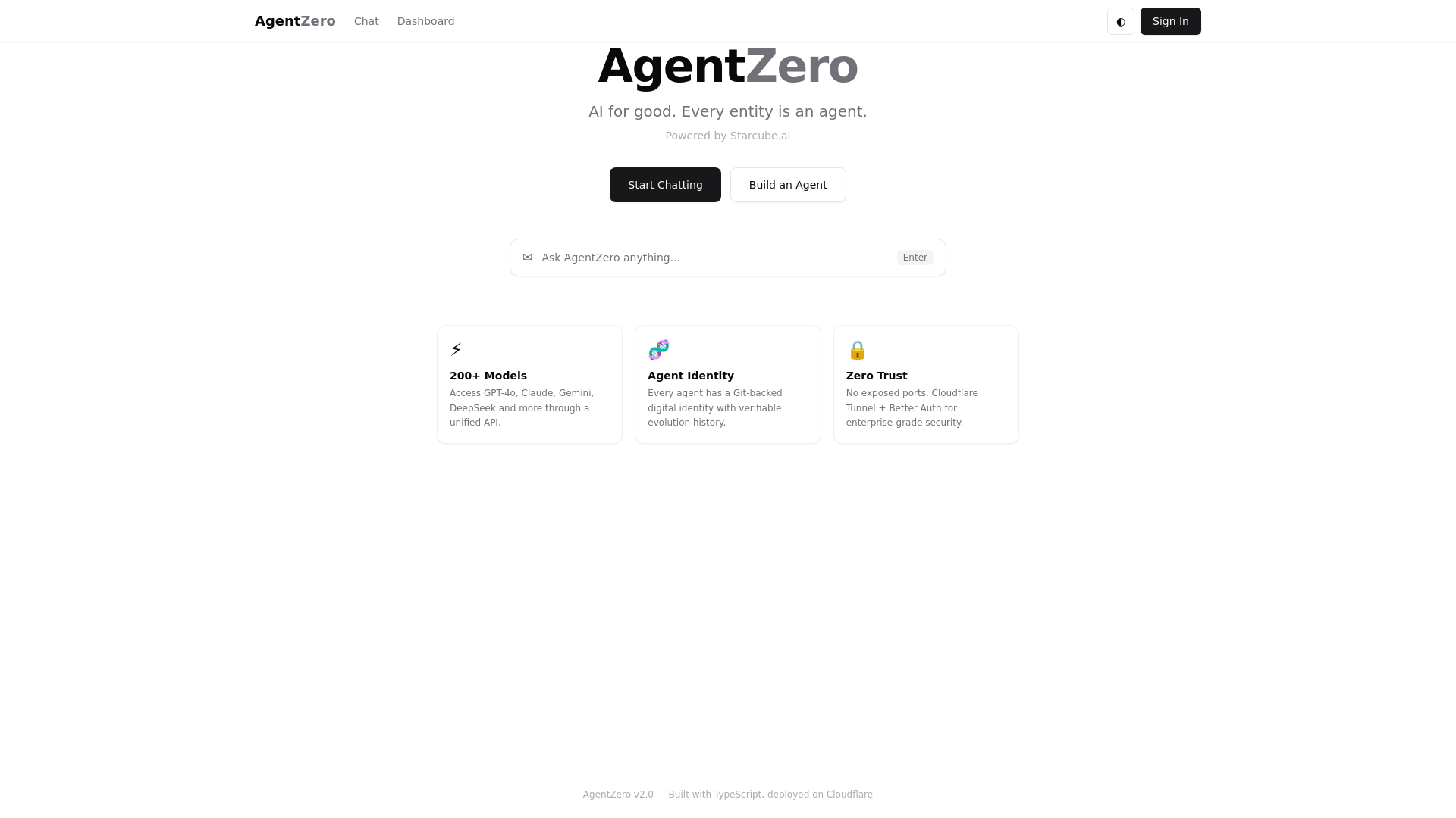 website screenshot of https://agentzero-web.pages.dev/