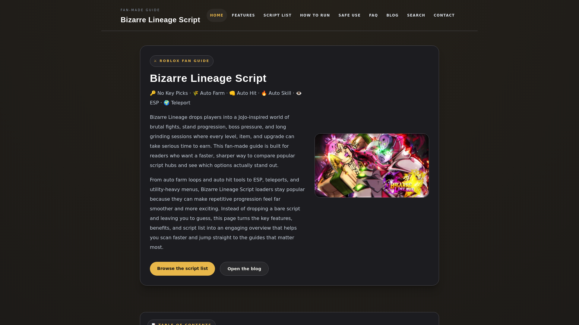 website screenshot of https://bizarrelineagescript.vip/
