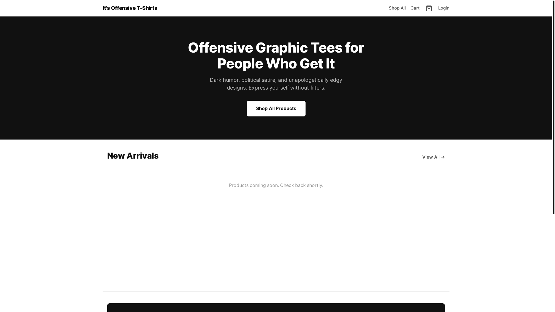 website screenshot of https://itsoffensiveshirts.com/