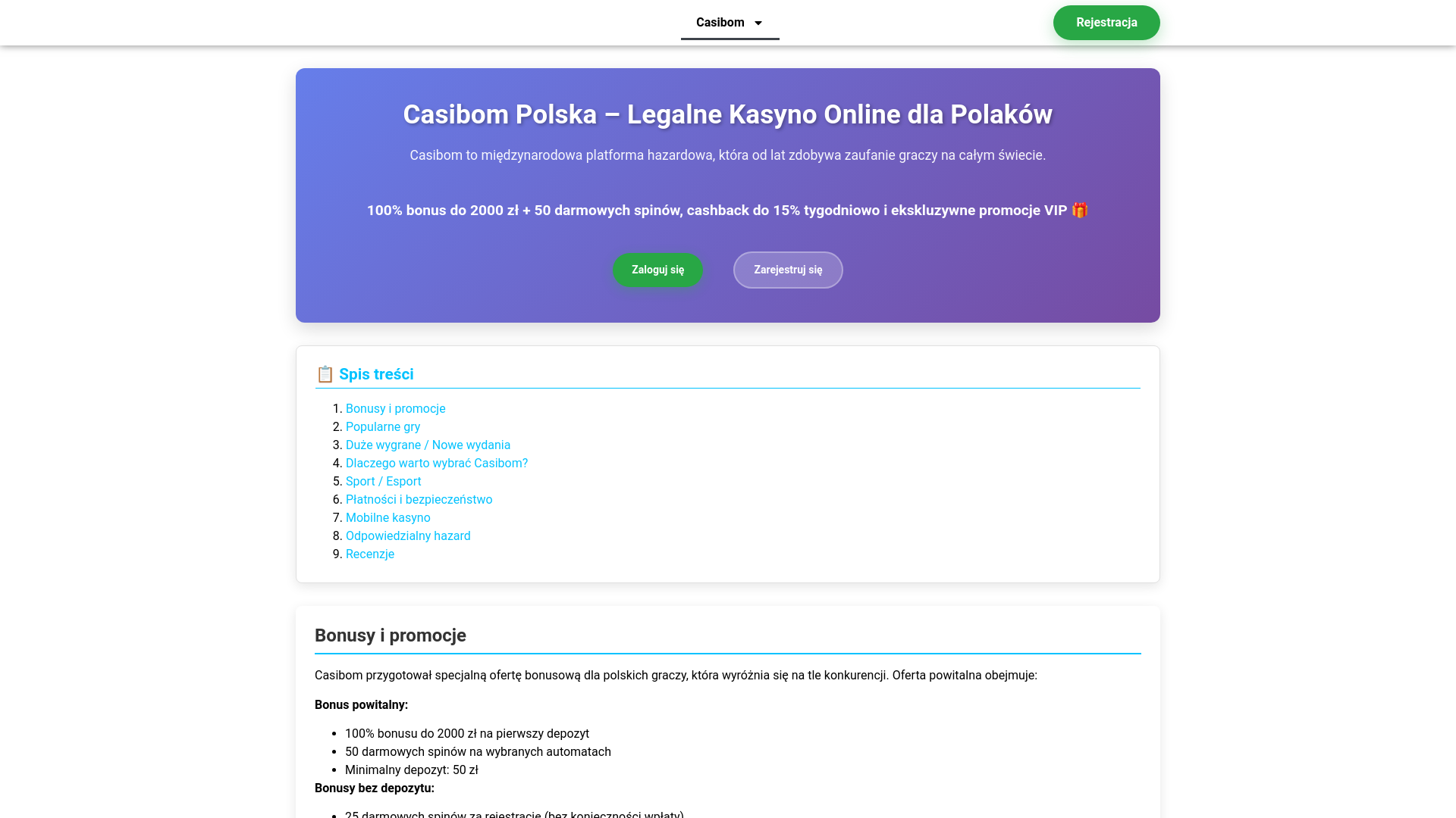 website screenshot of https://casibompoland.com/