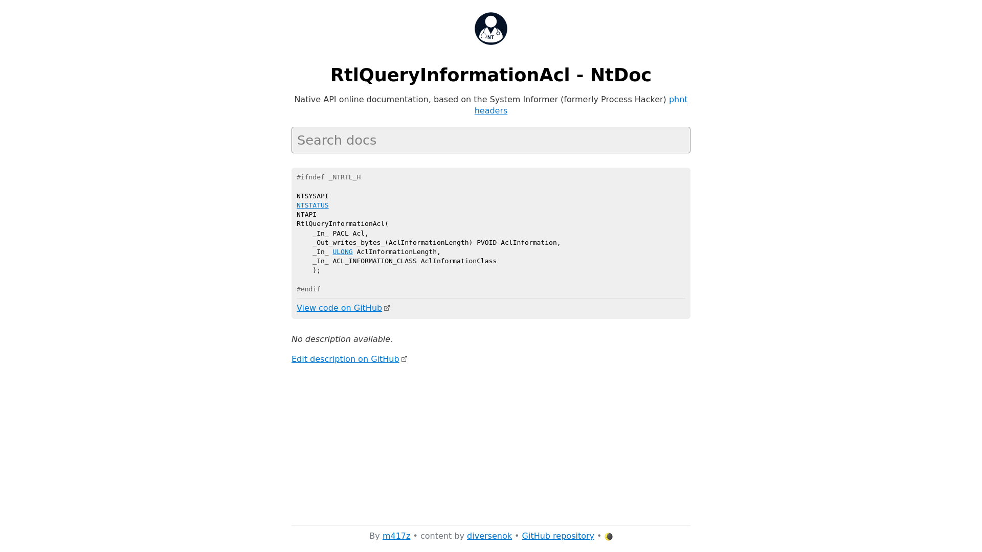 website screenshot of https://ntdoc.m417z.com/rtlqueryinformationacl