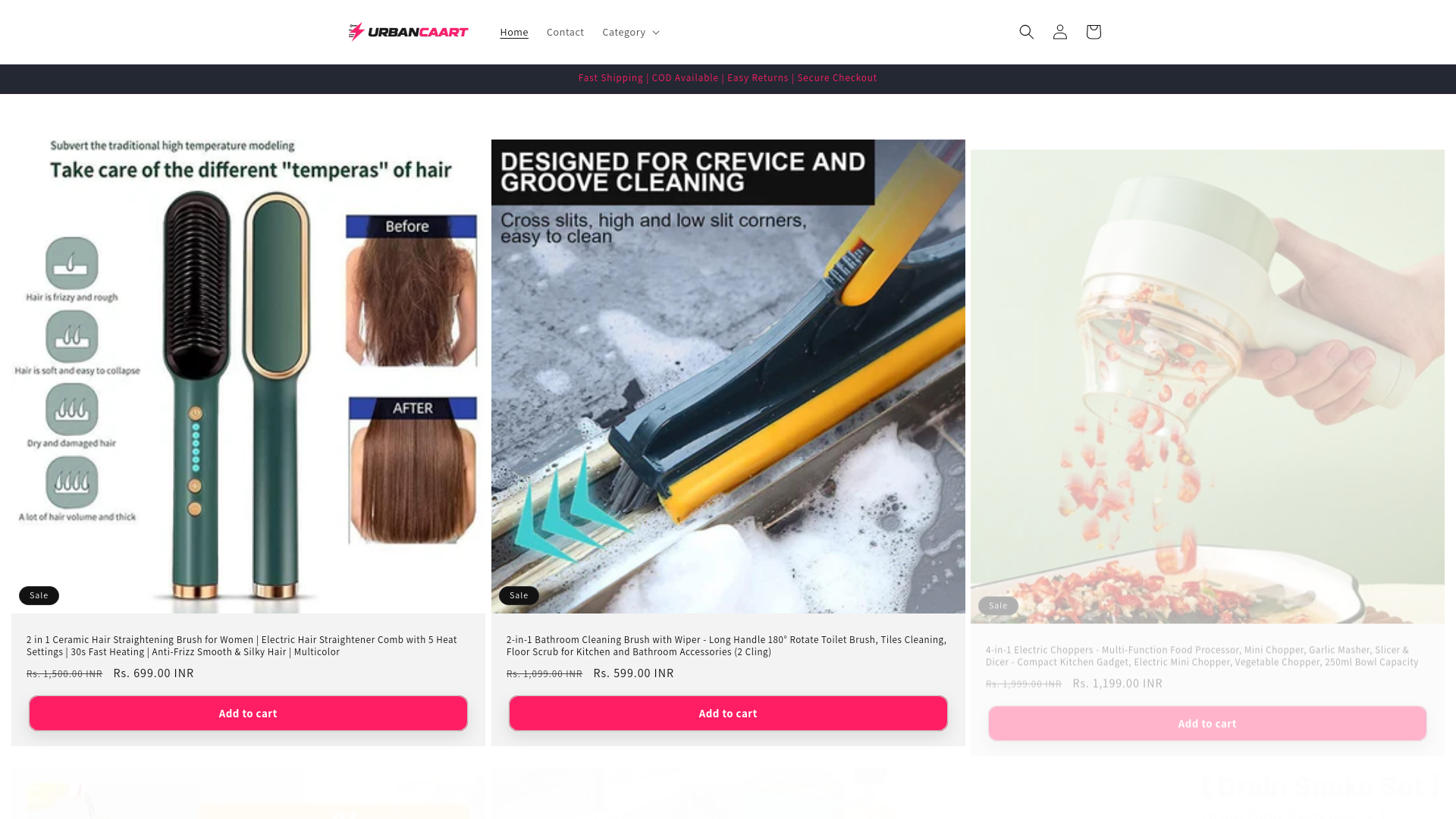 website screenshot of https://urbancaart.shop/