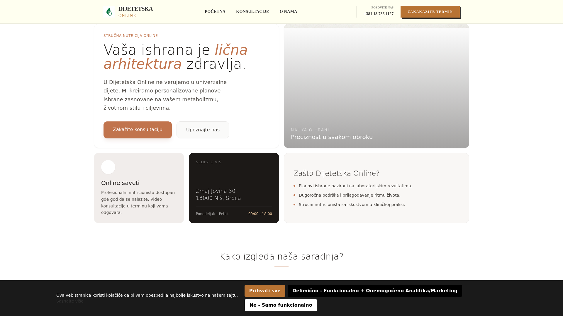 website screenshot of https://dijetetskaonline.info