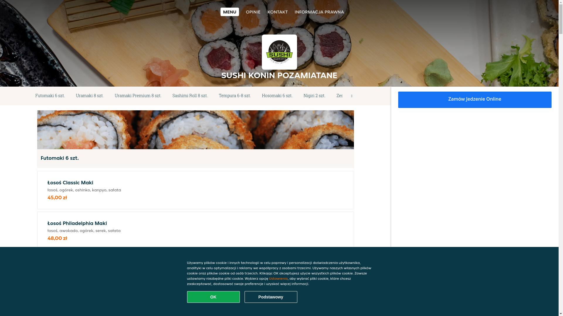 website screenshot of https://sushi-konin-pozamiatane-konin.pl/