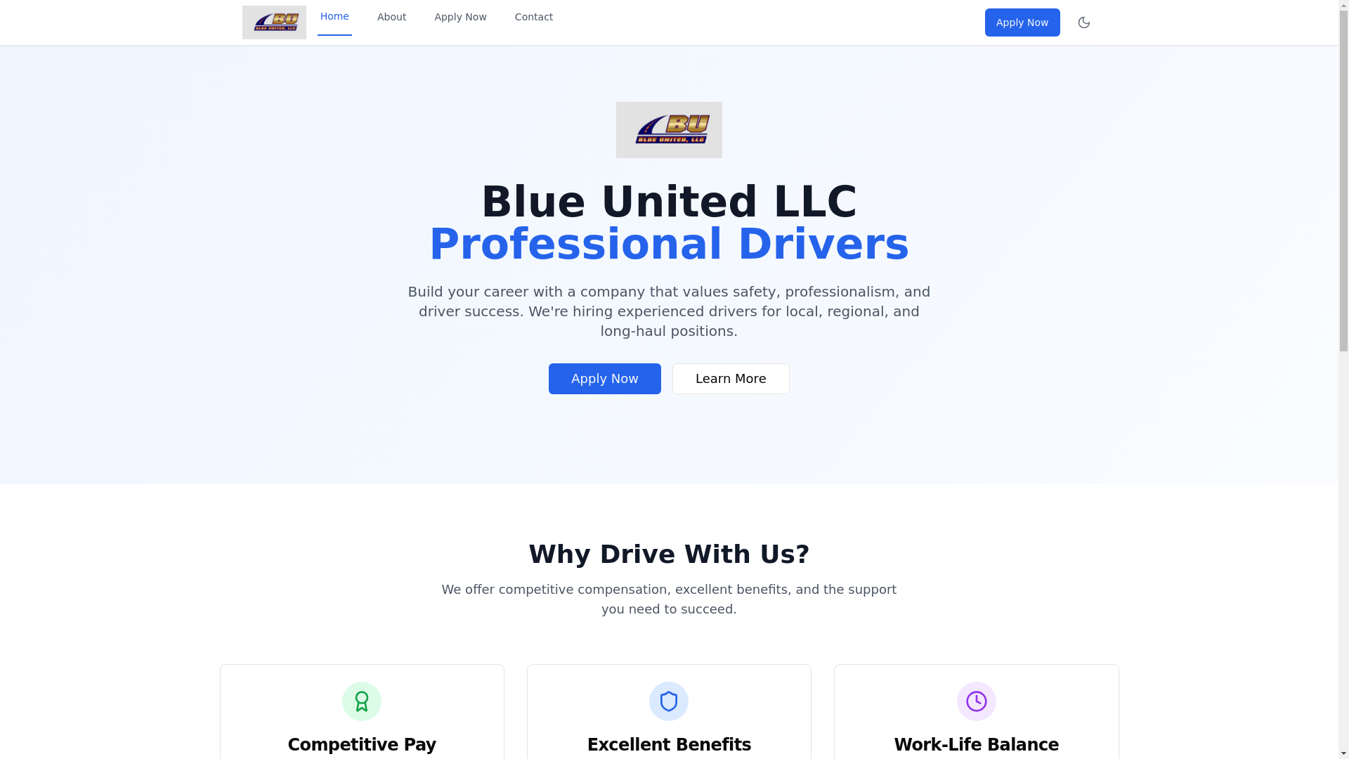 website screenshot of https://blueunitedllc.org/