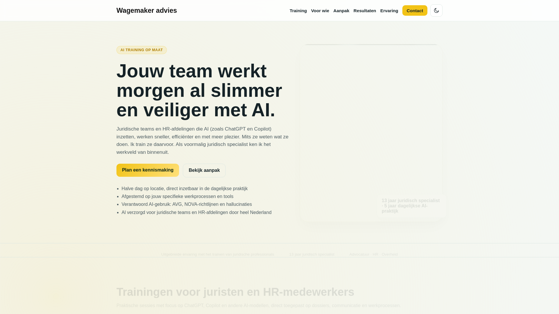 website screenshot of https://wagemakeradvies.nl