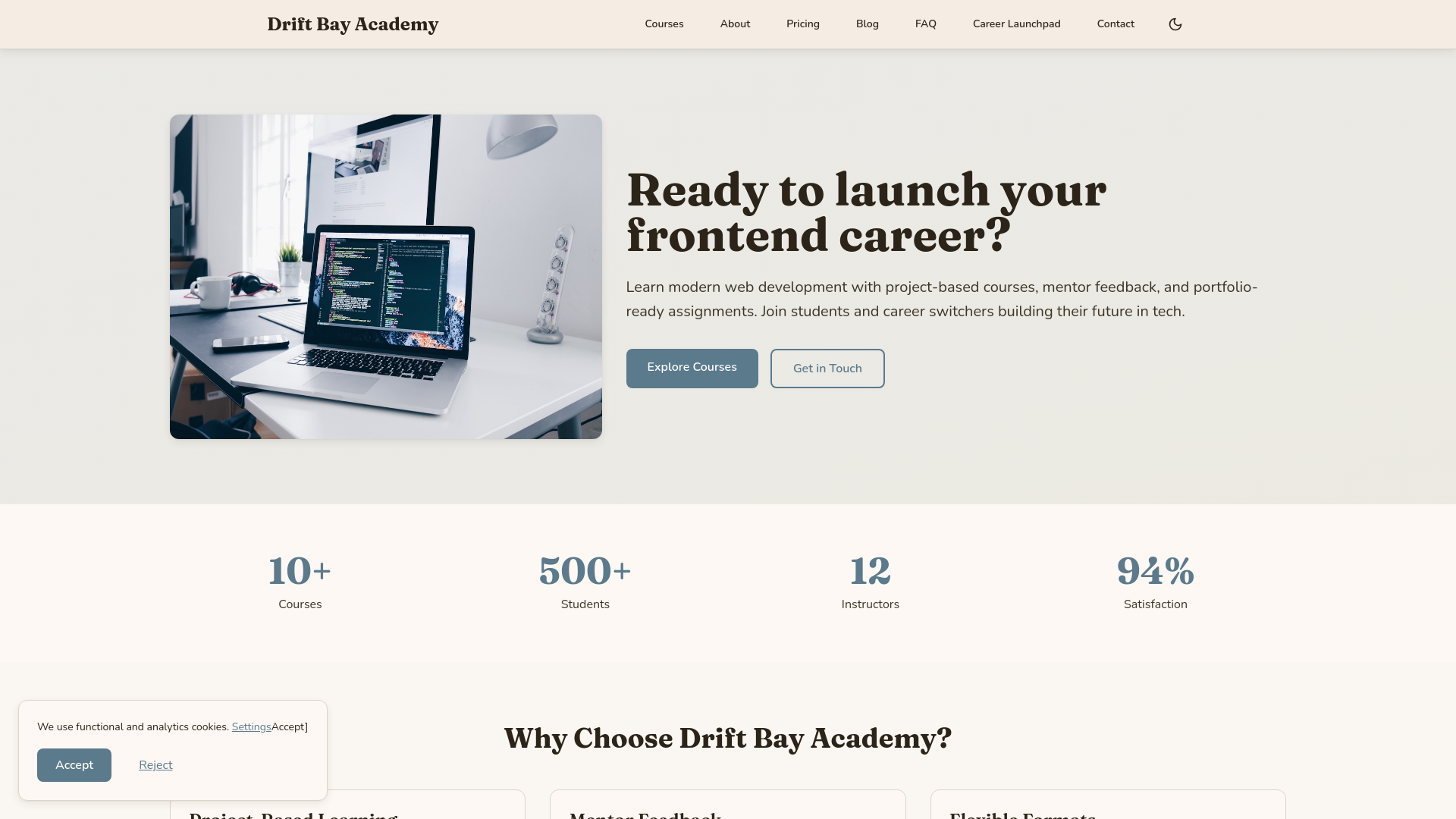 website screenshot of https://drift-bay.digital/