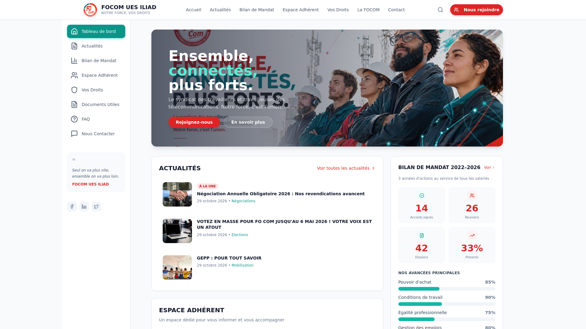 website screenshot of https://focom-ues-iliad2-69lst.kinsta.page