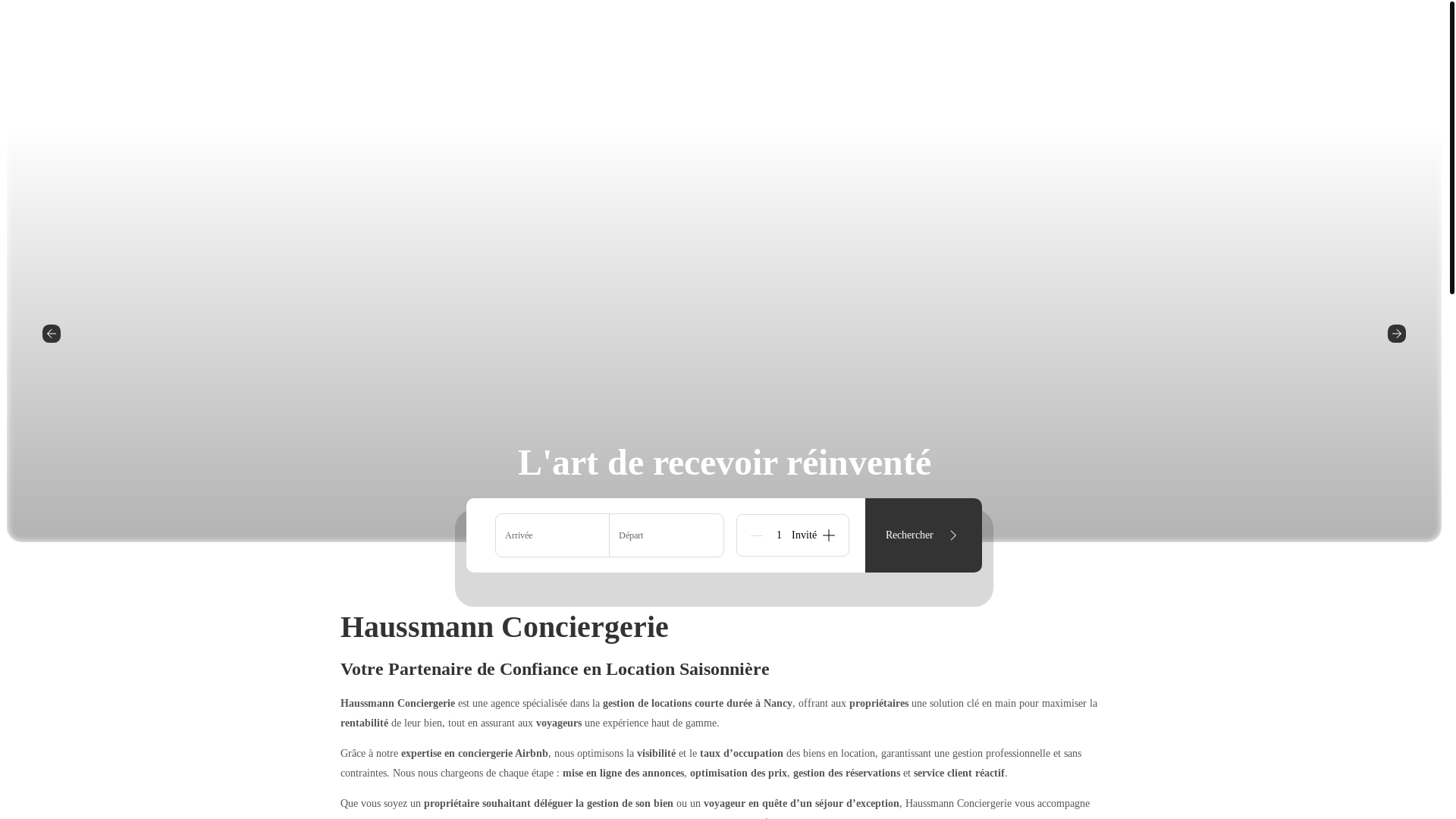 website screenshot of https://haussmannconciergerienancy.fr/