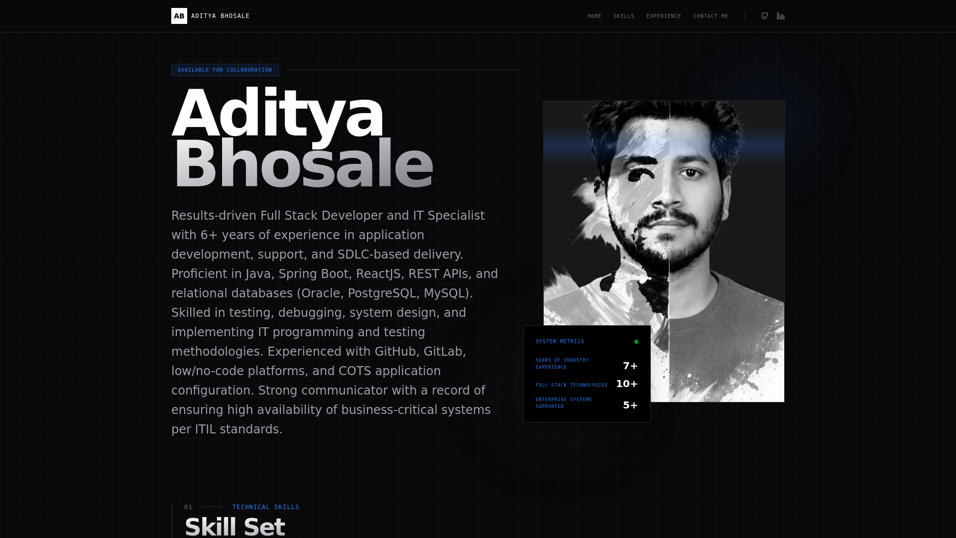 website screenshot of https://adityabhosale.xyz/