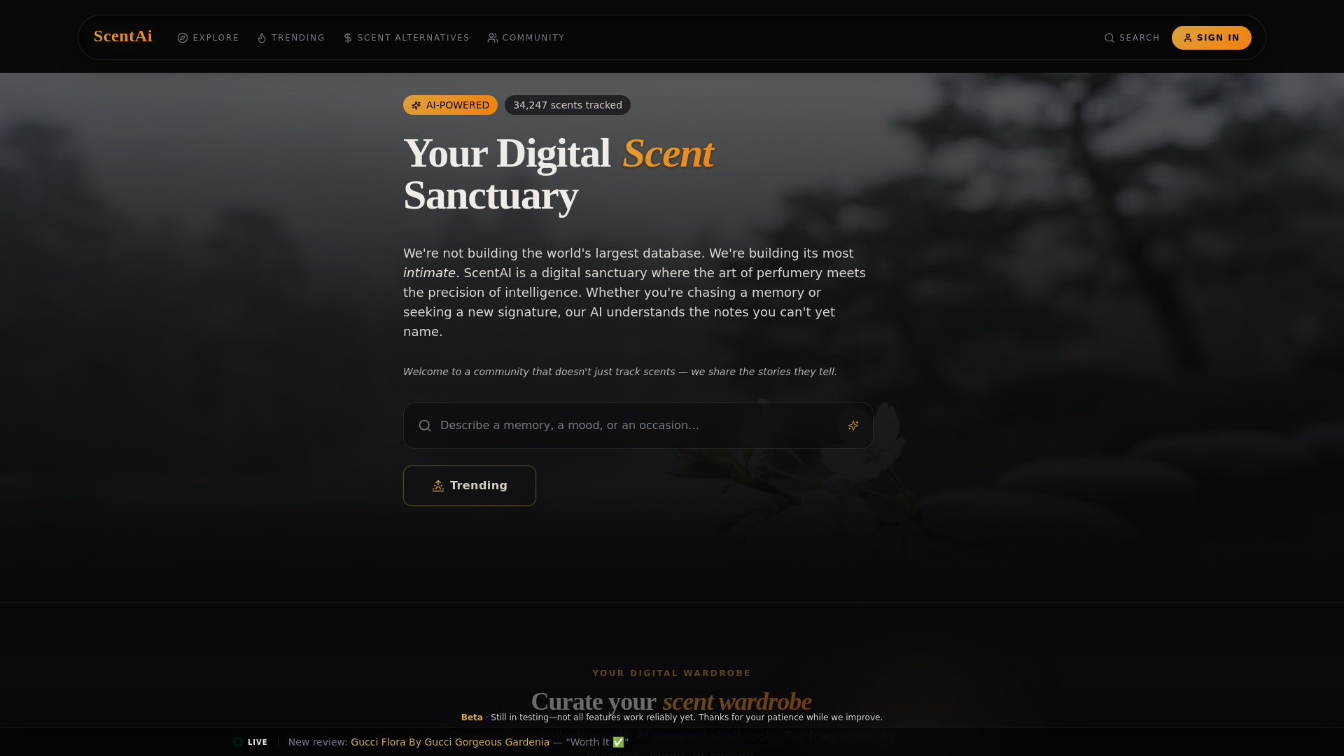 website screenshot of https://scentai.ca