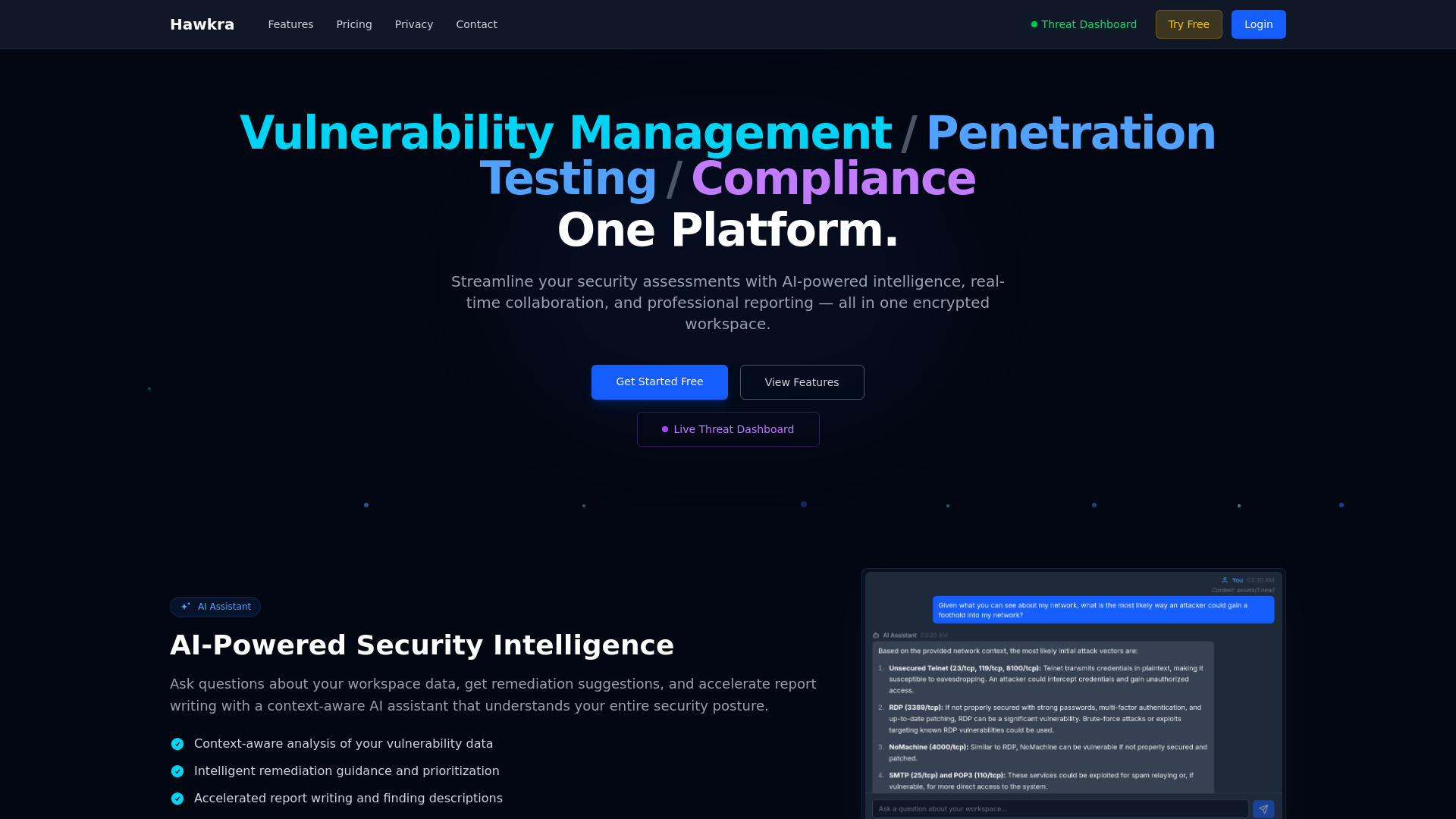 website screenshot of https://hawkra.io/