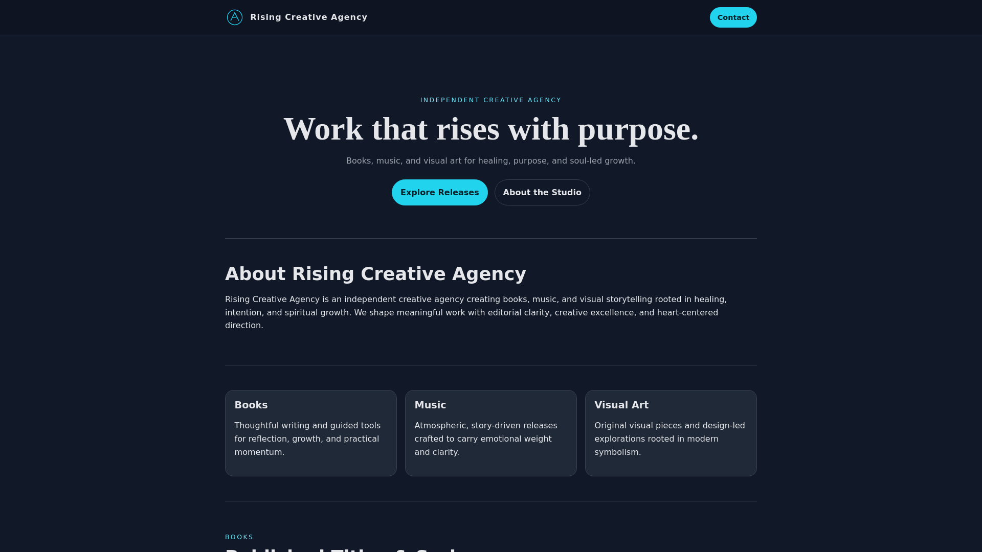 website screenshot of https://rising-creative-agency.pages.dev/