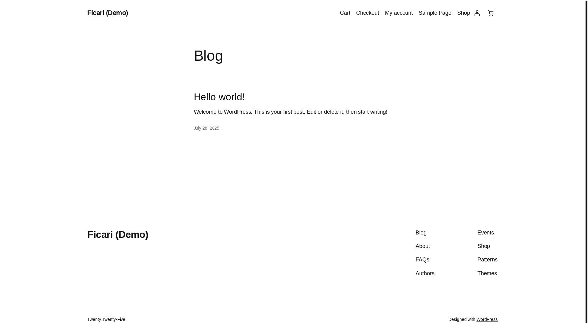 website screenshot of https://ficaridemo.com/