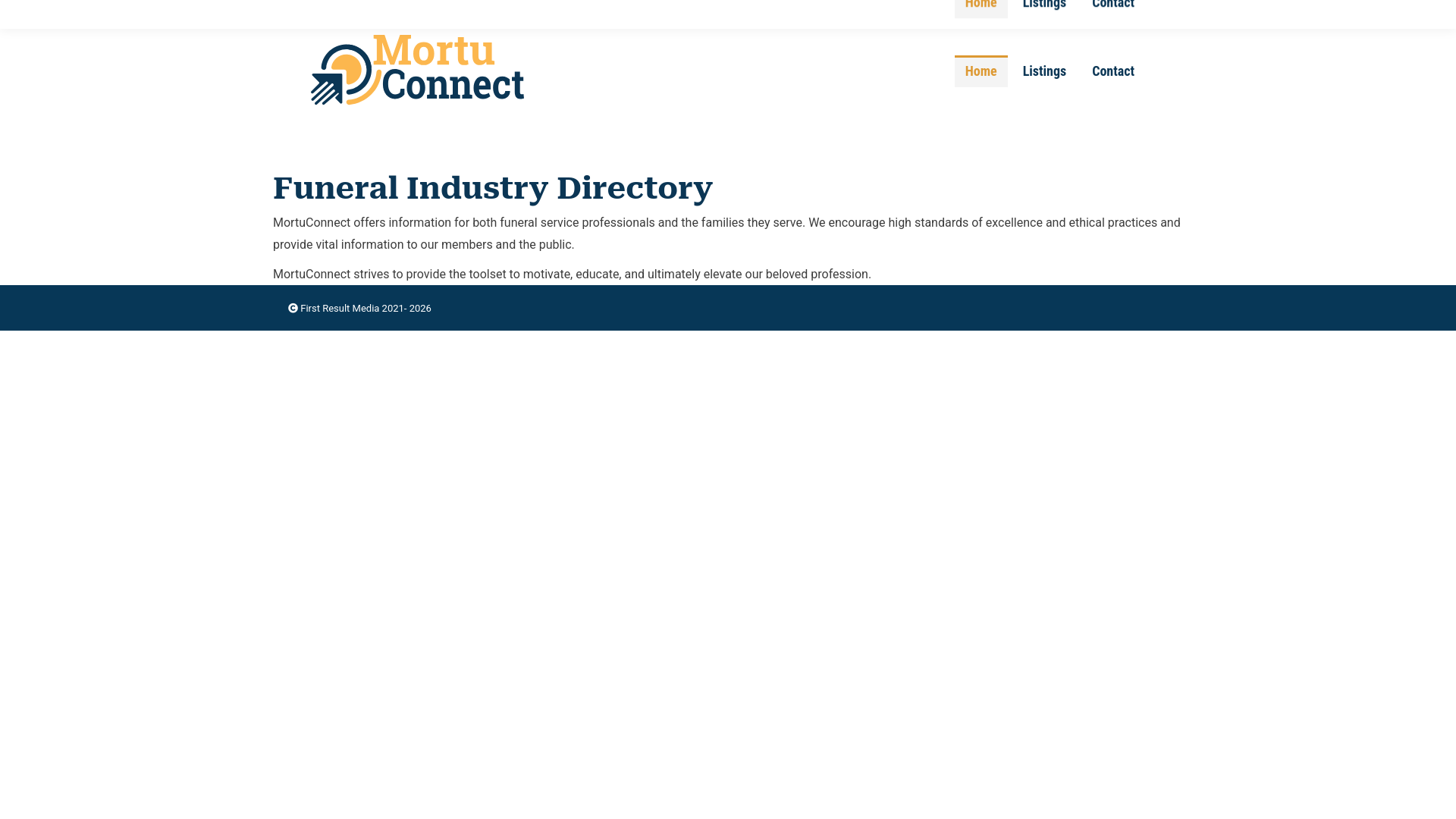 website screenshot of https://mortuconnect.com/
