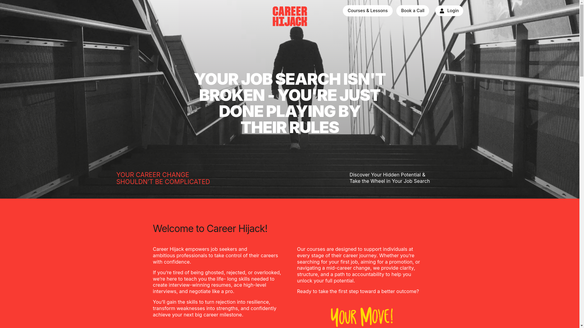 website screenshot of http://www.careerhijack.com