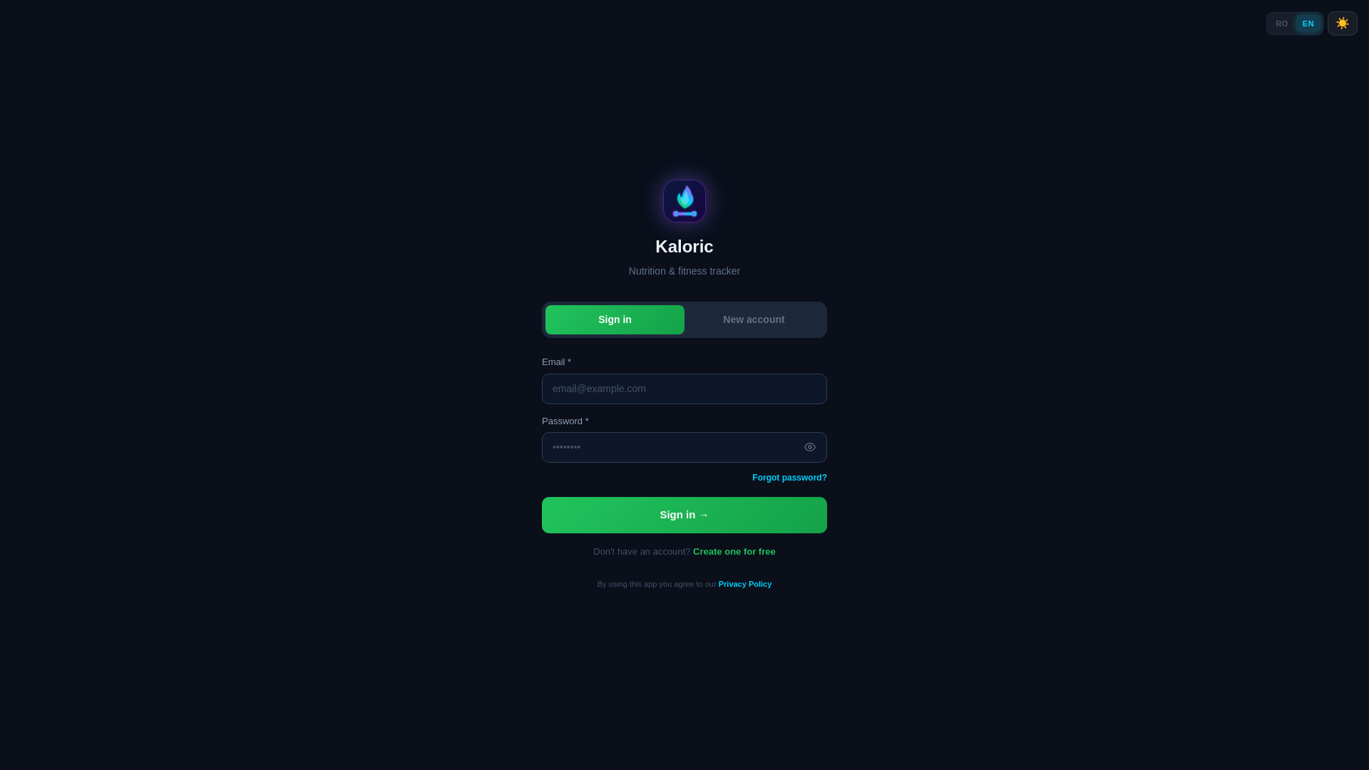 website screenshot of https://kaloric.pages.dev/