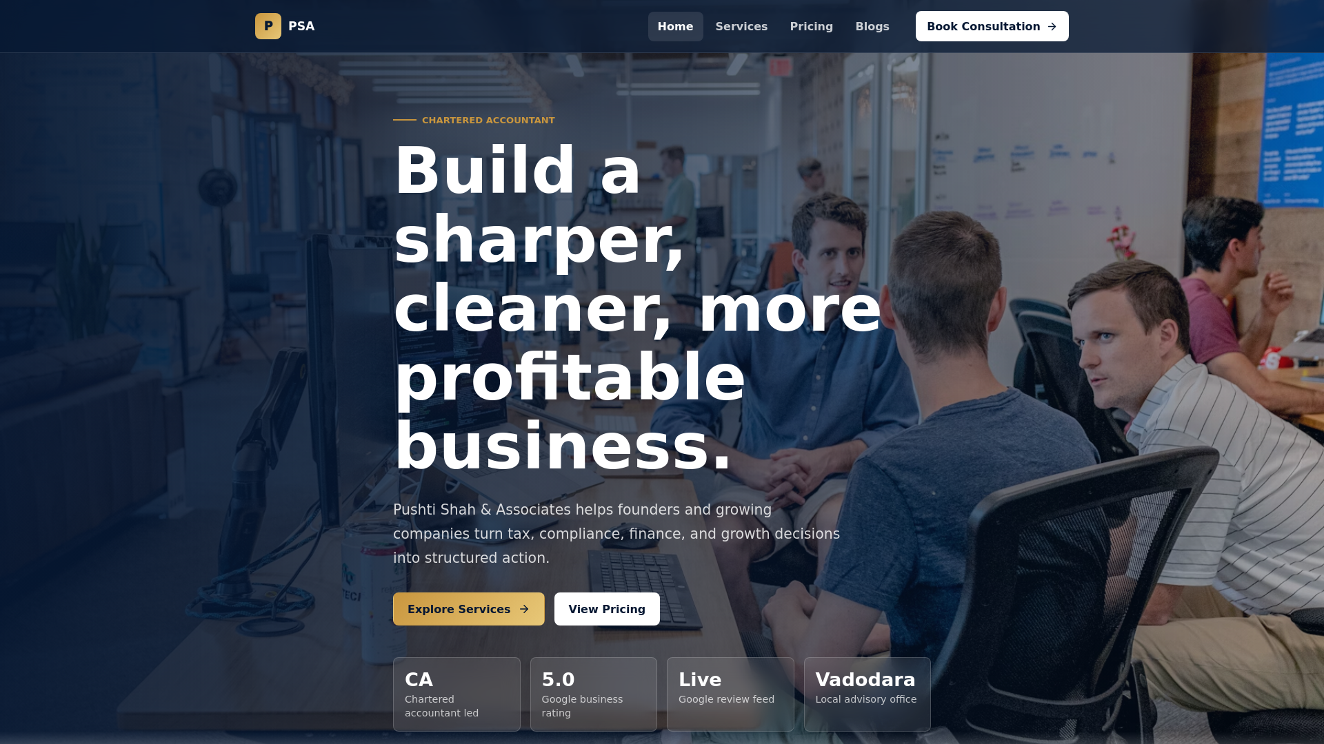 website screenshot of https://pushti-shah-associatesss.pages.dev/