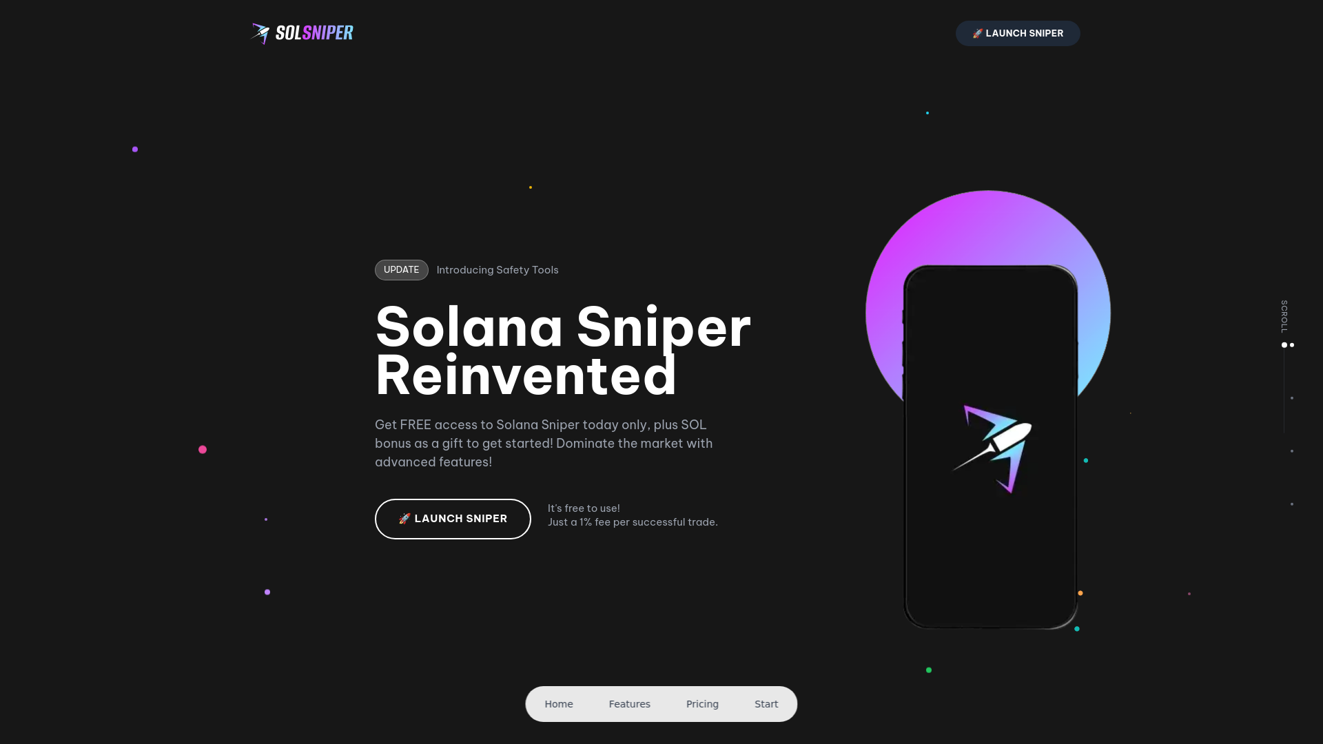 website screenshot of https://solanasniper.app