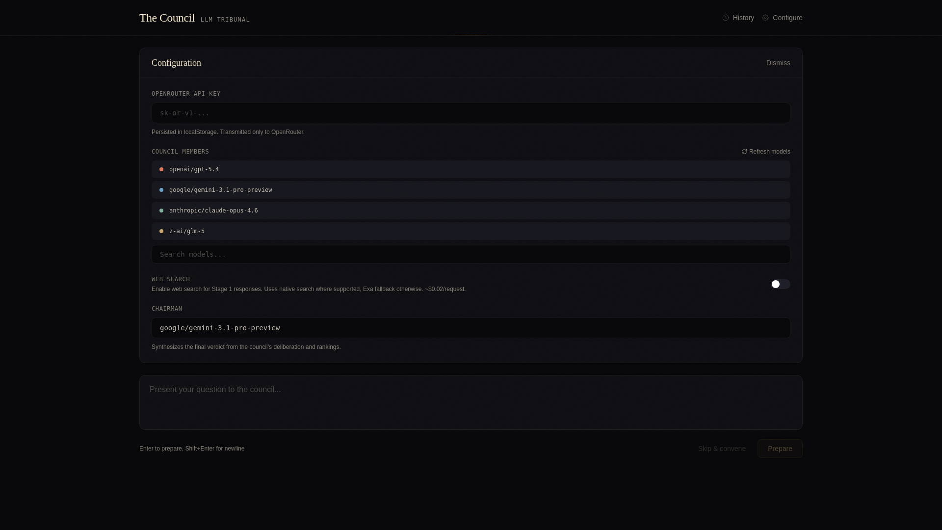 website screenshot of https://llmcouncil.pages.dev/