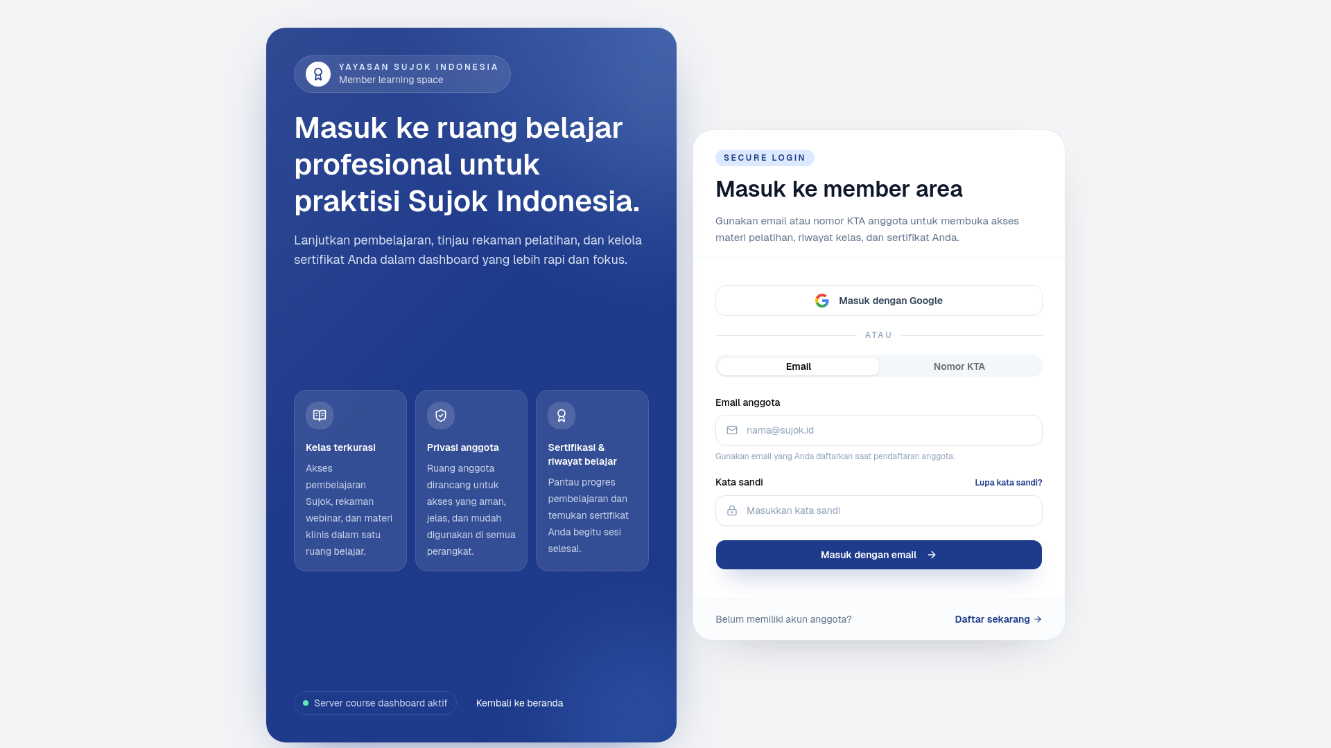 website screenshot of https://dashboard-memberarea-ysi.pages.dev/