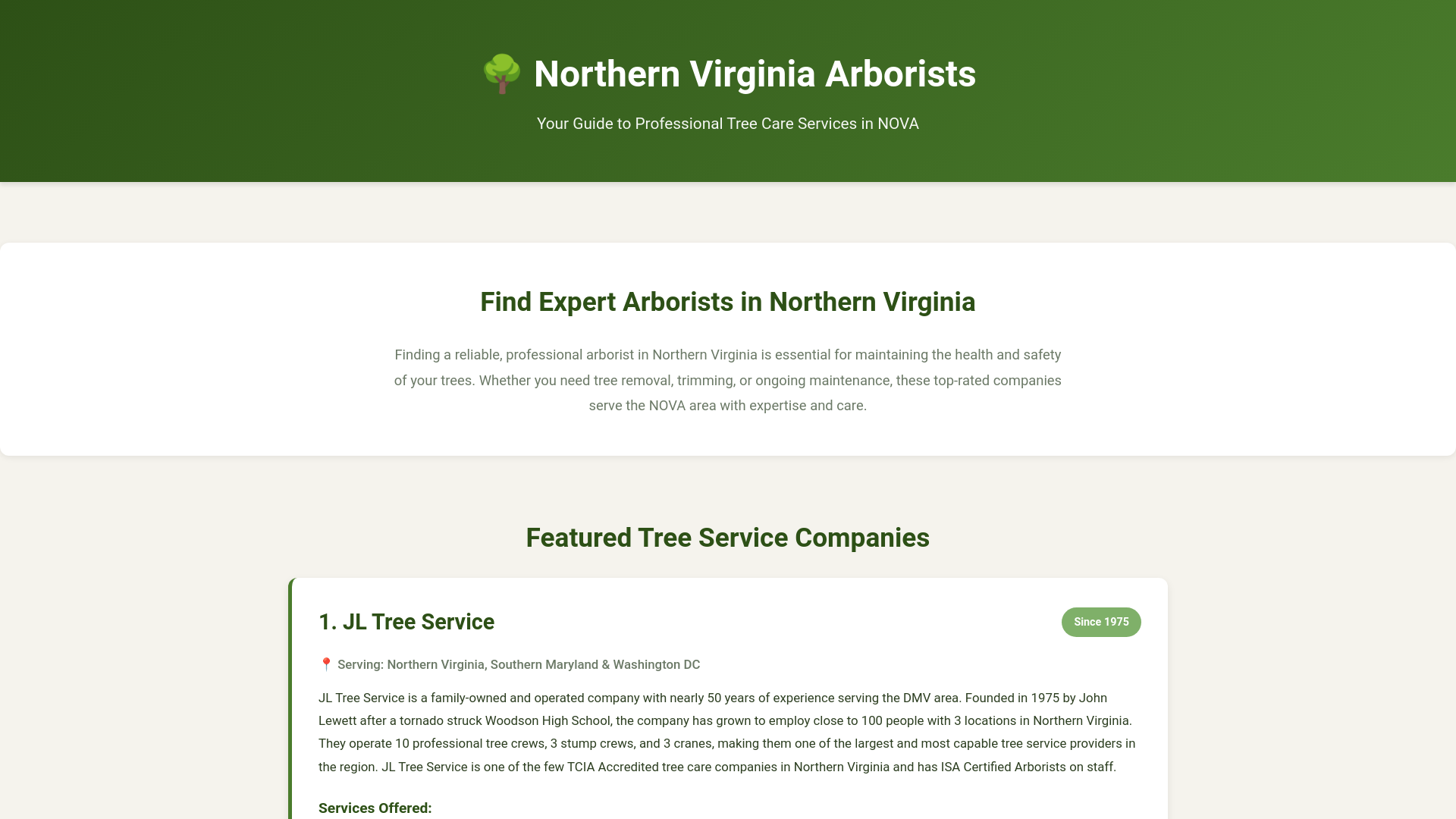 website screenshot of https://northernvirginiaarborists.com