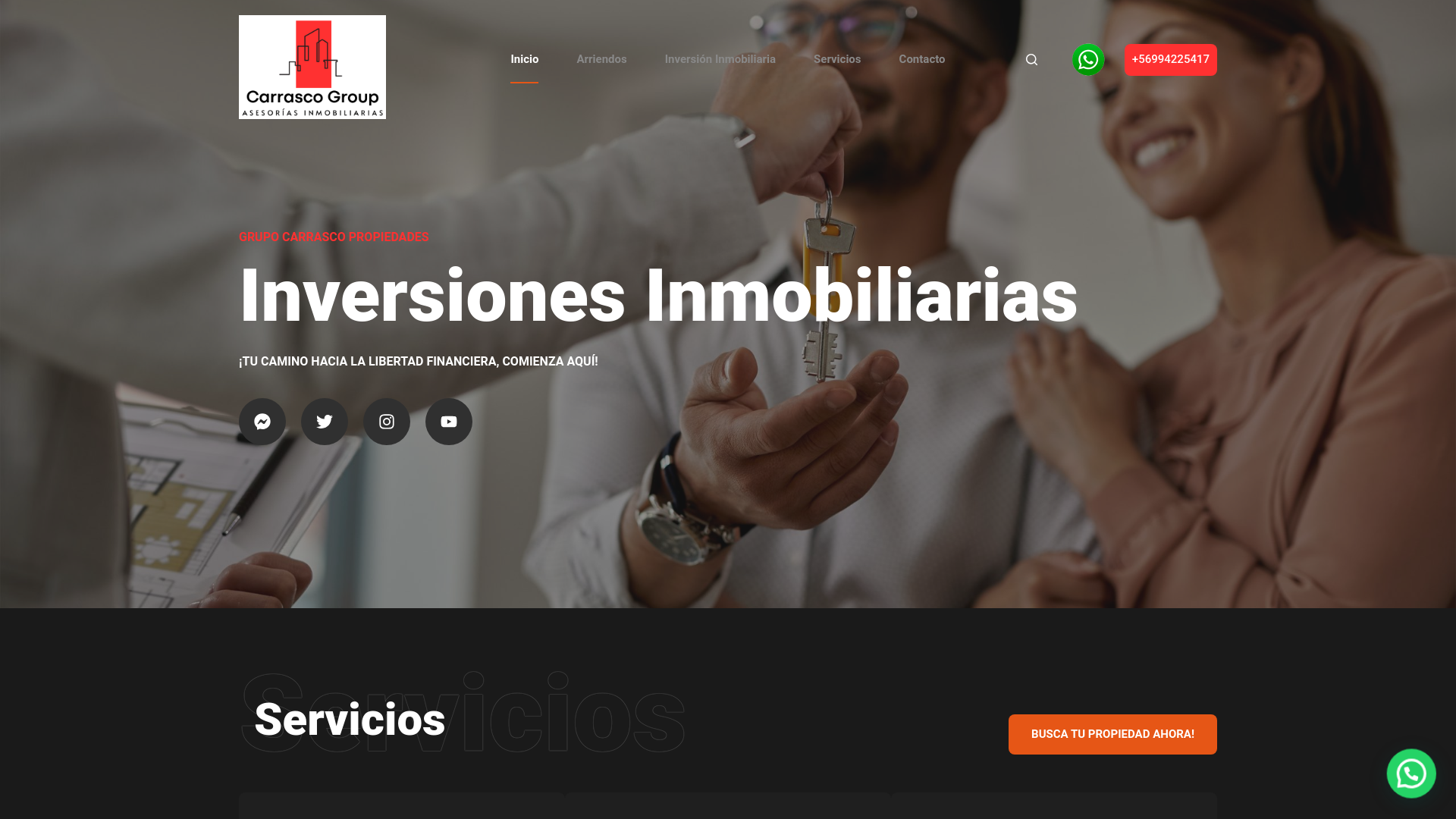 website screenshot of https://grupocarrascopropiedades.cl/