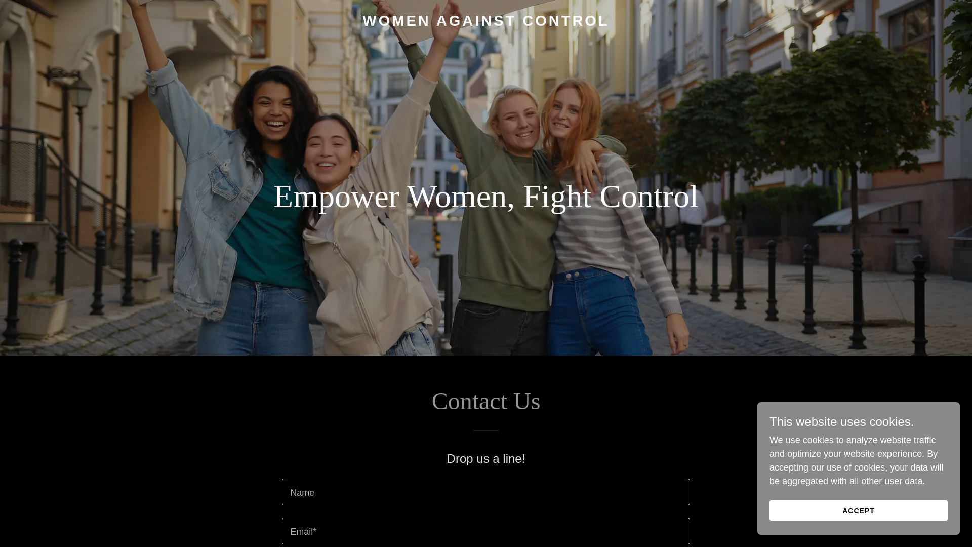 website screenshot of https://womenagainstcontrol.com