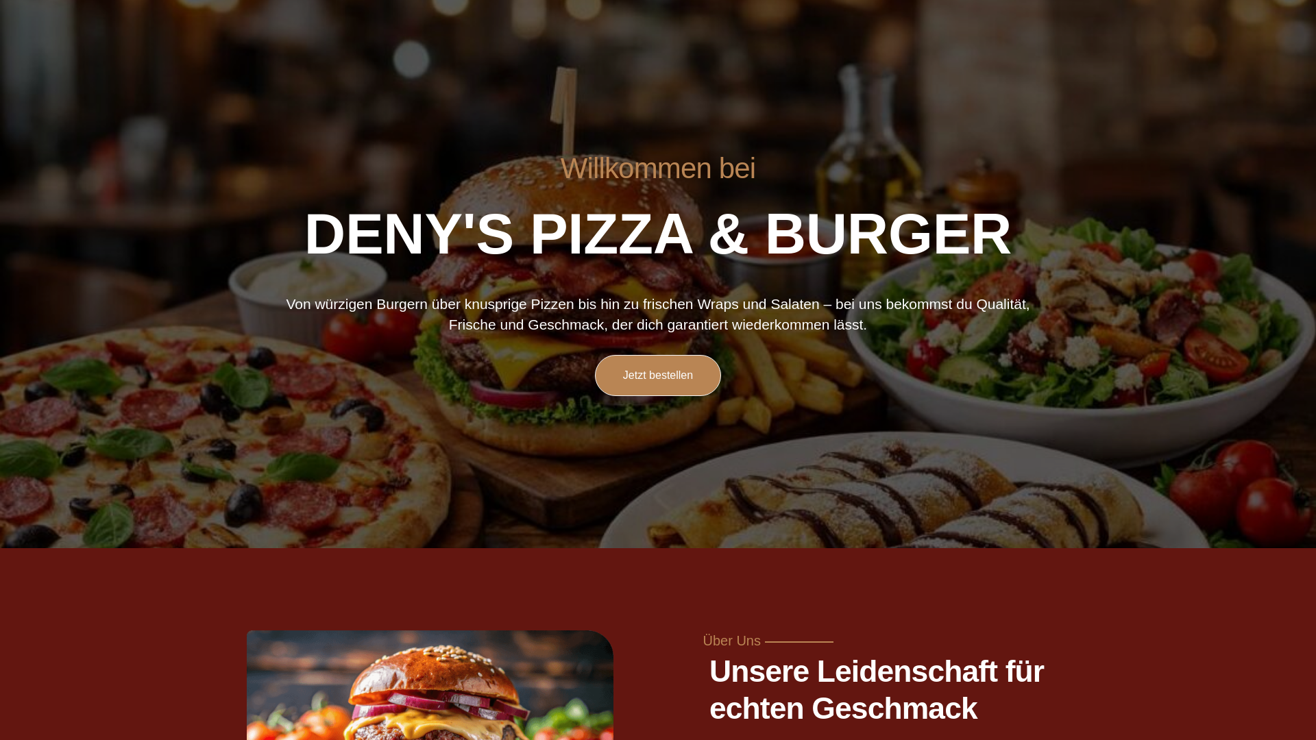 website screenshot of https://denyspizzaburger.com/