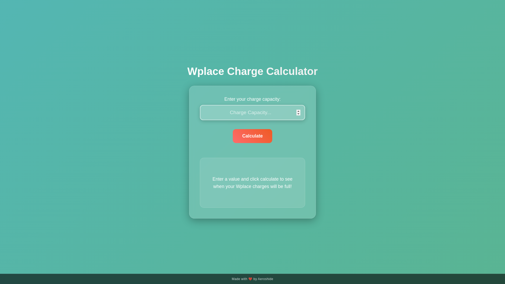 website screenshot of https://wplace-charge-calculator.pages.dev/