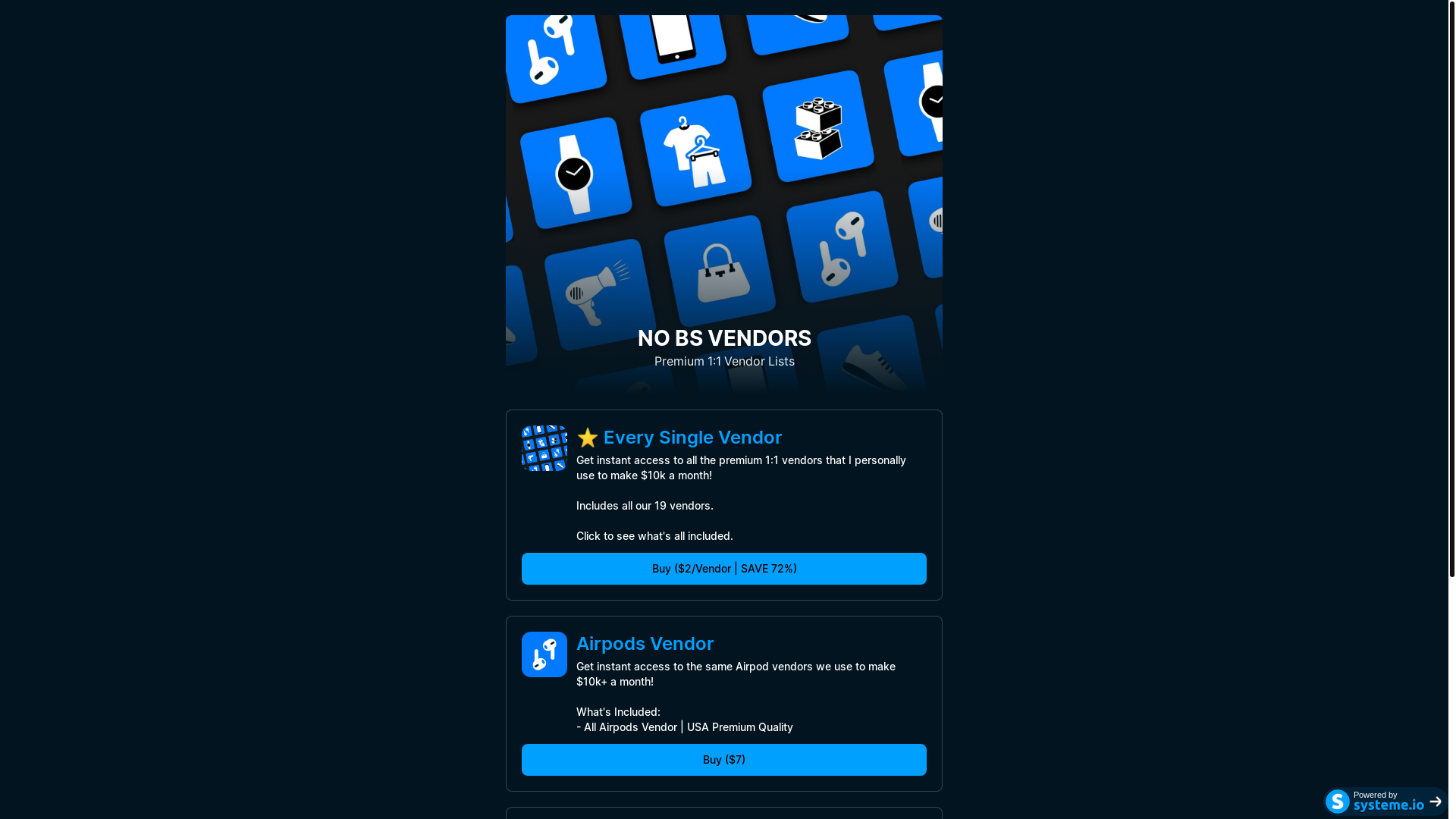 website screenshot of https://nobsvendors.com/