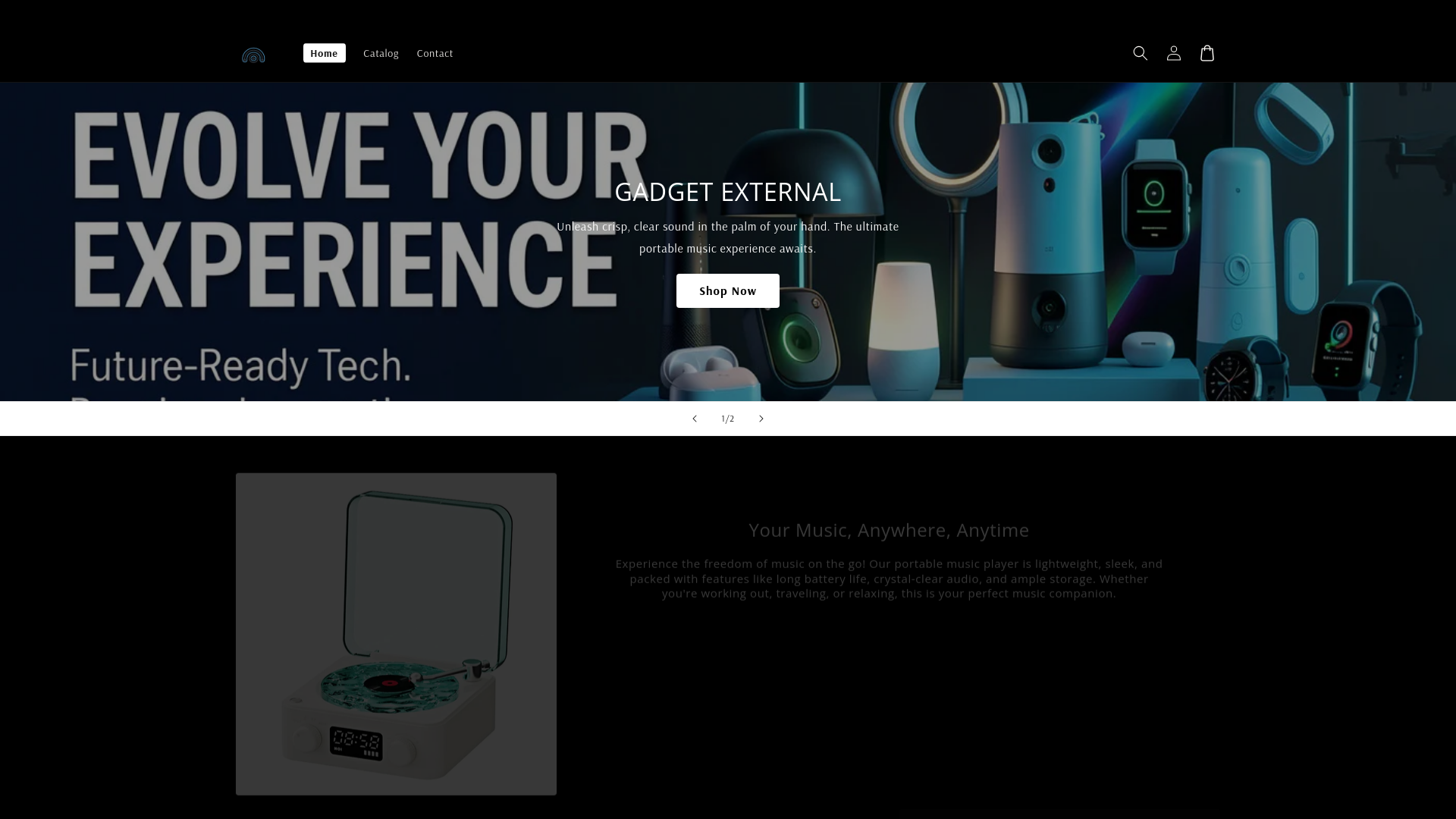 website screenshot of https://gadgetexternal.store/