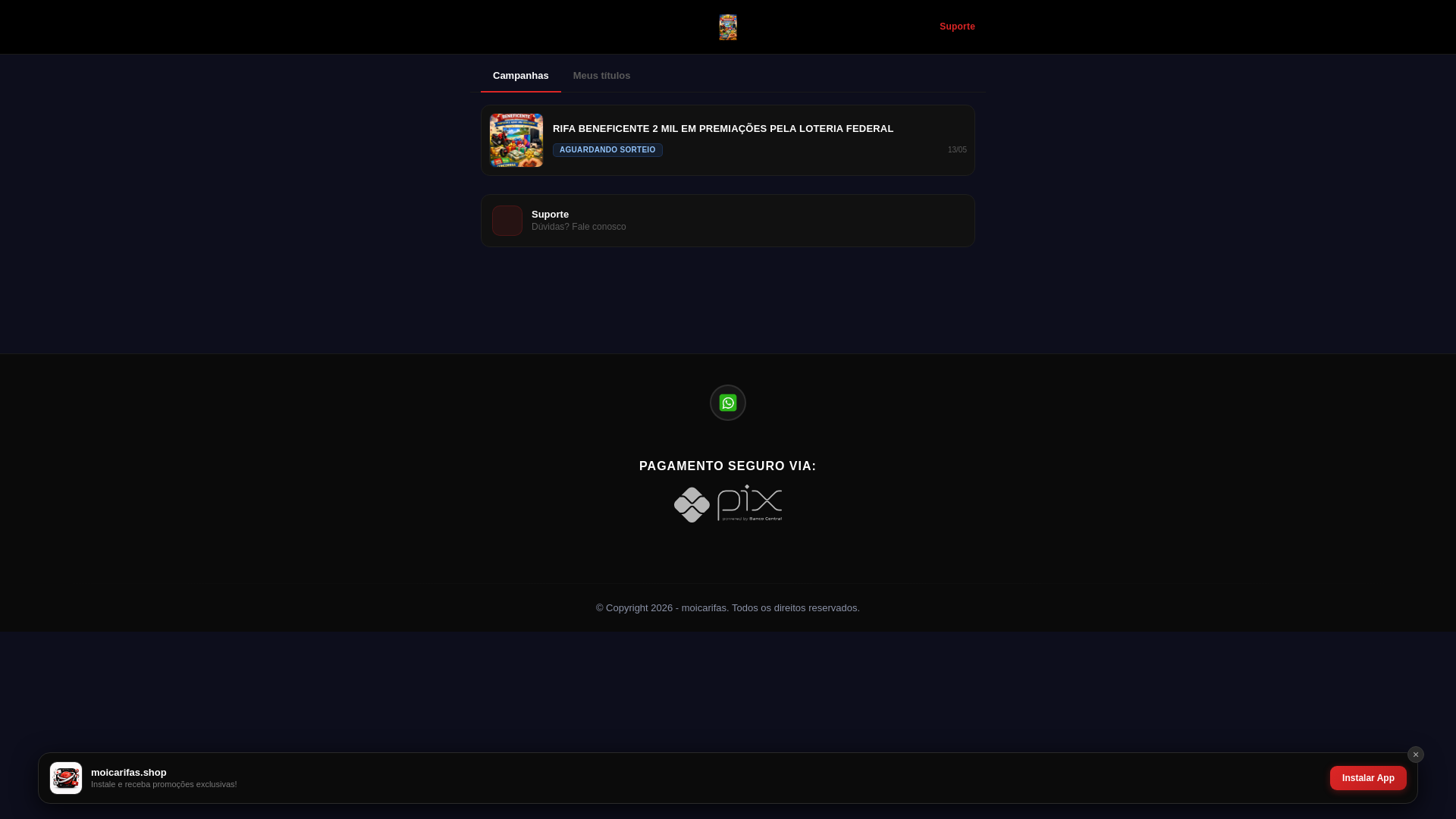 website screenshot of https://moicarifas.shop/