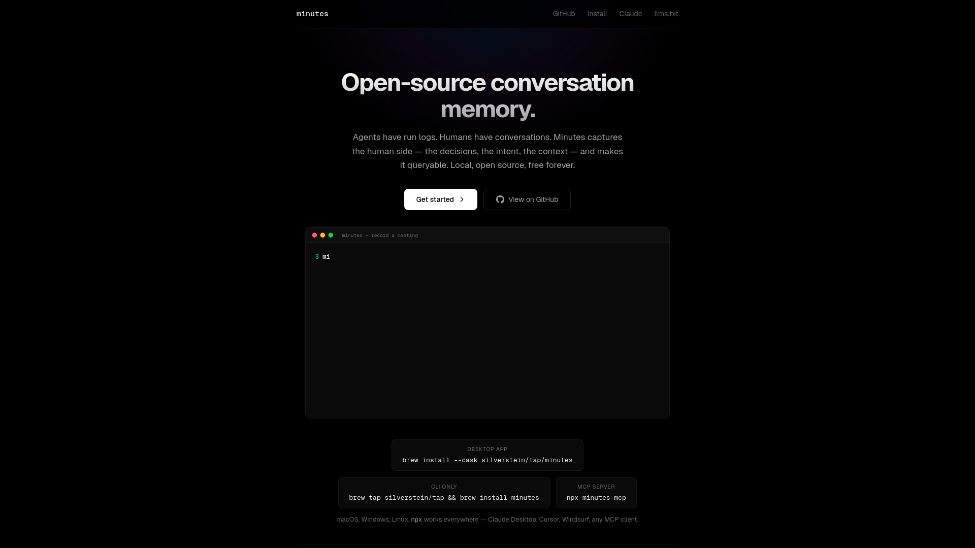 website screenshot of https://useminutes.dev/