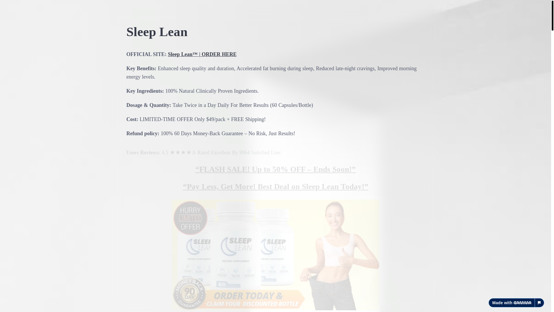 website screenshot of https://sleep-lean-qfa1url.gamma.site/sleeplean