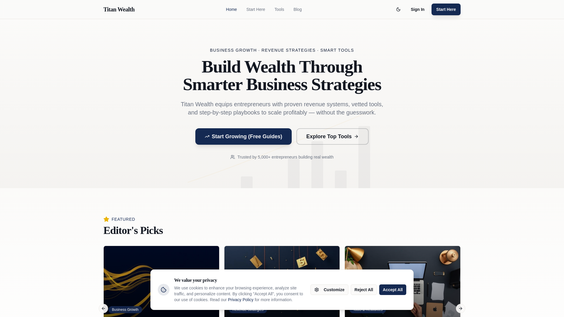 website screenshot of https://titanwealth.store