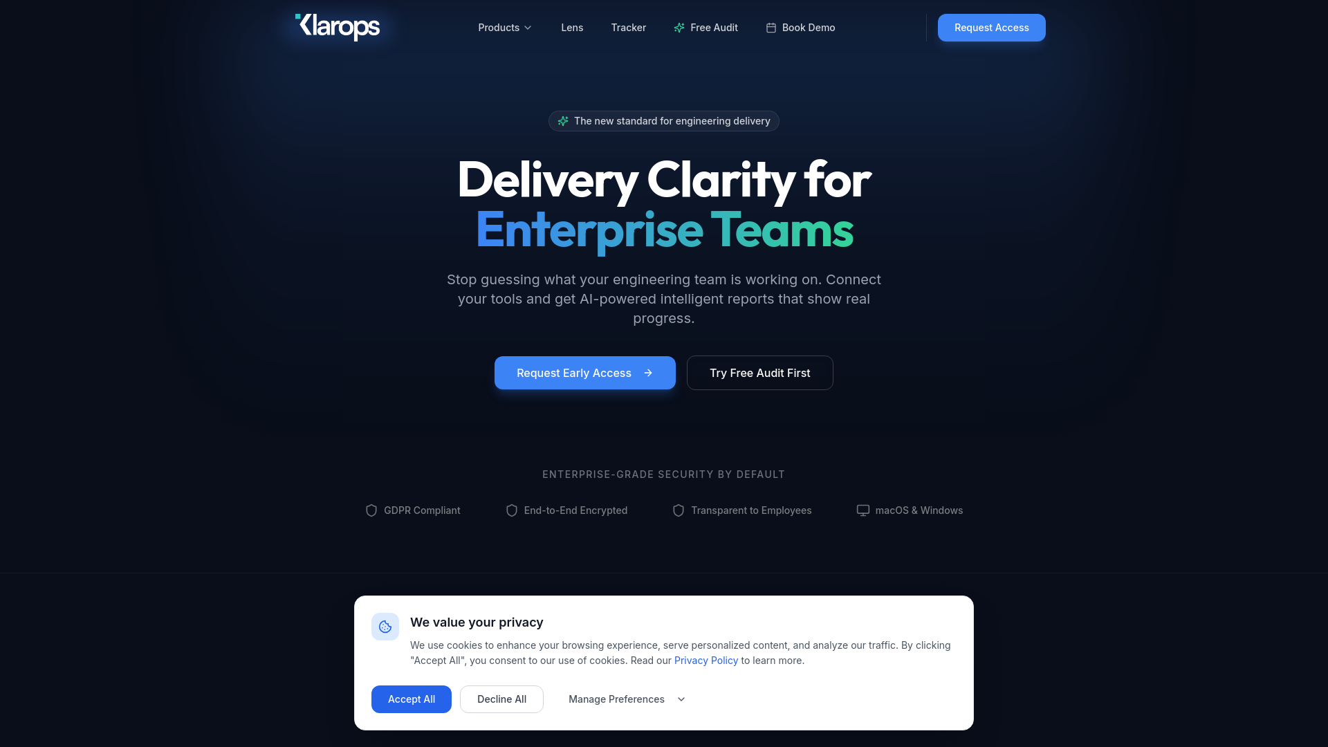 website screenshot of https://useklarops.com/