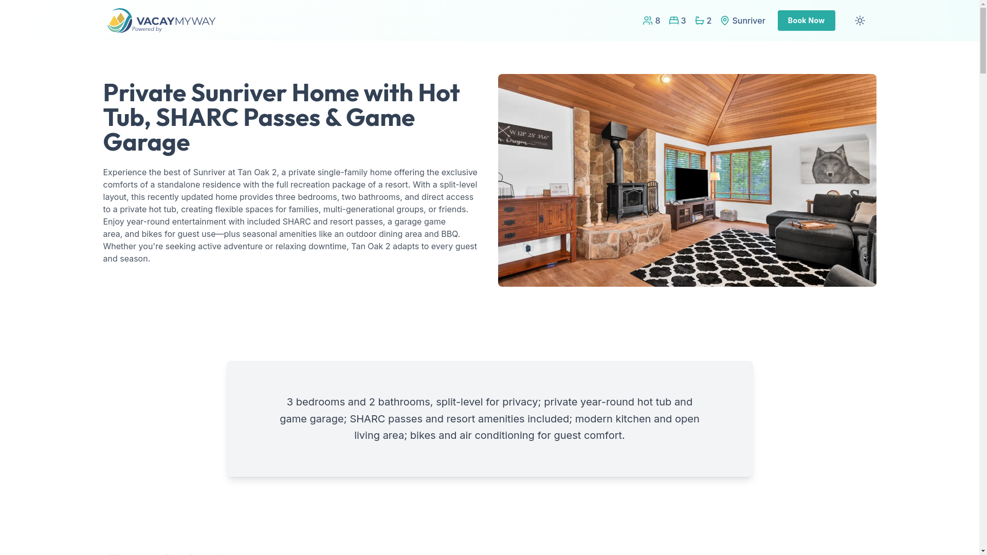 website screenshot of https://blisssunriver.vacations/