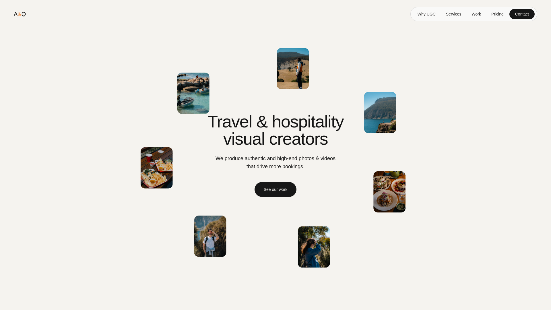 website screenshot of https://aqtravelstudio.com/