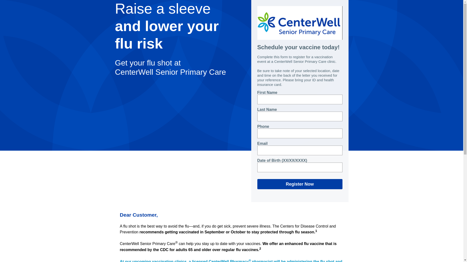 website screenshot of https://centerwellraleighdurhamflu.com/